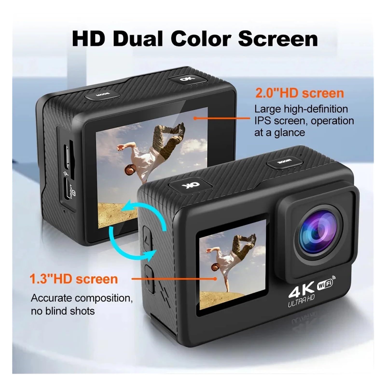 Amazon | アクションカメラ 4K WiFi 170°広角レンズデュアルスクリーン