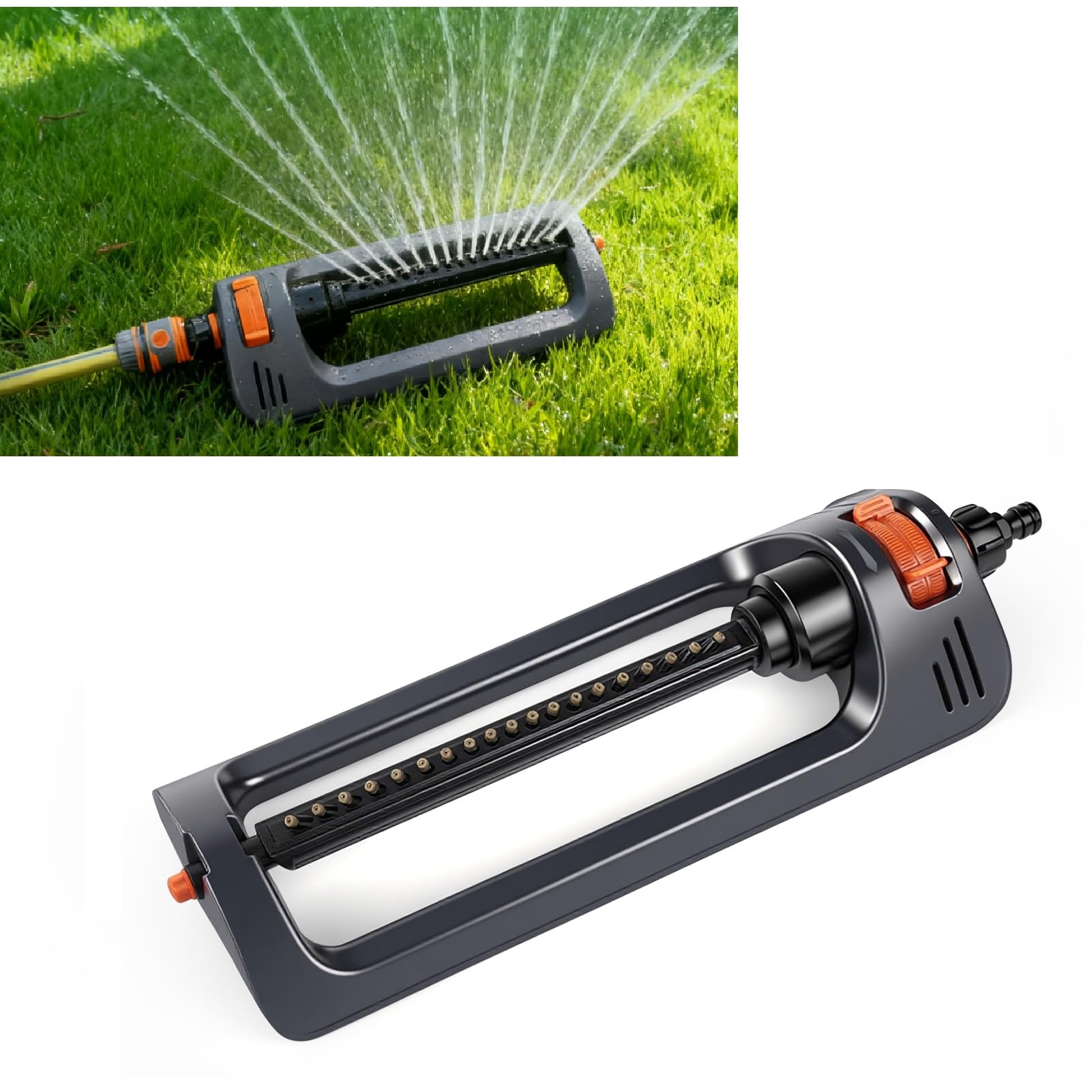 Nikou Irrigatore Oscillante da Giardino, Irrigatore Oscillante a 19 ugelli, Attrezzature per l'irrigazione Piccolo Larghezza e Direzione Regolabili, per Giardino Prato Parco Cortile