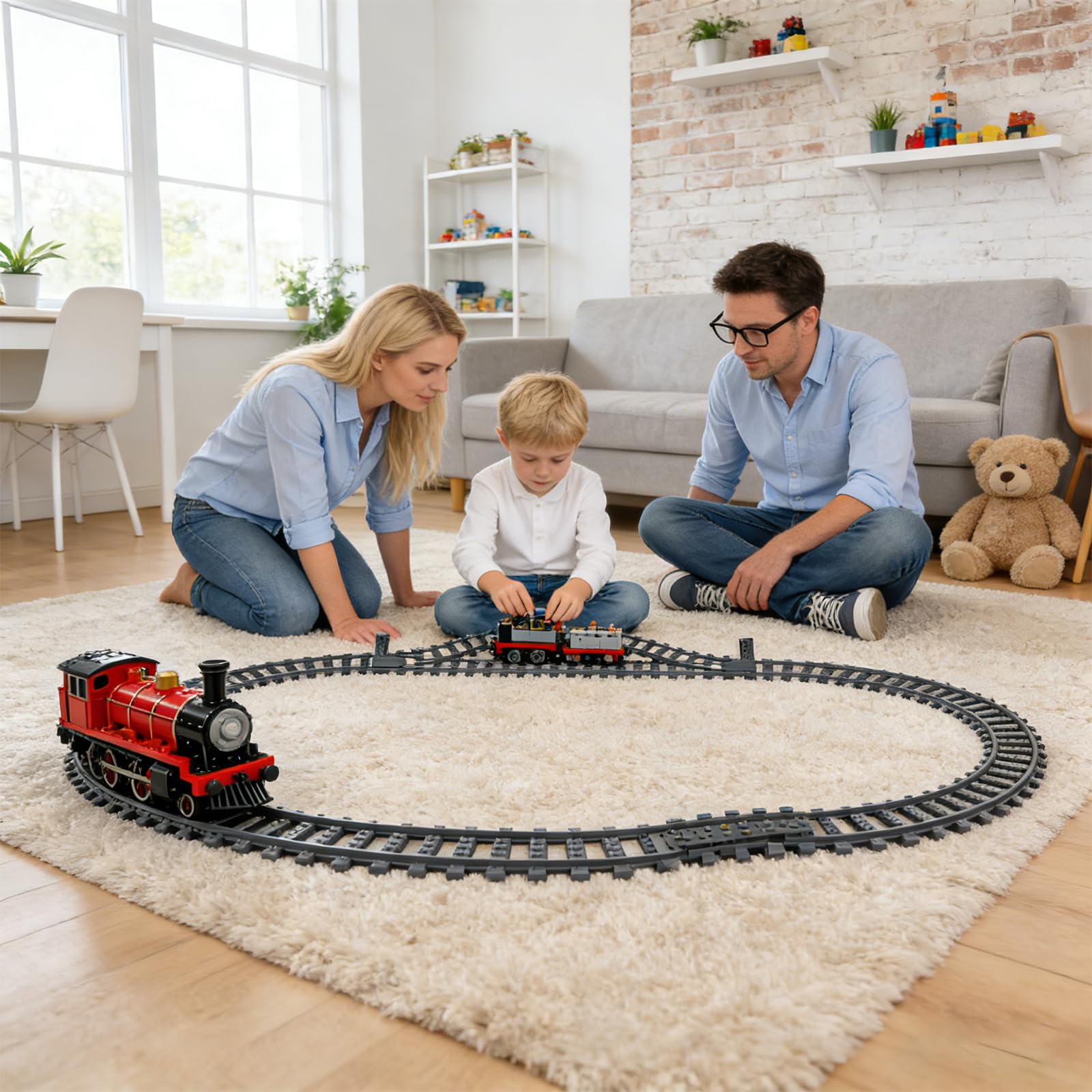 Lot de 40 rails de train de ville - Kit de blocs de construction compatibles avec le leader du marché - Jouet pour filles et garçons - Cadeau