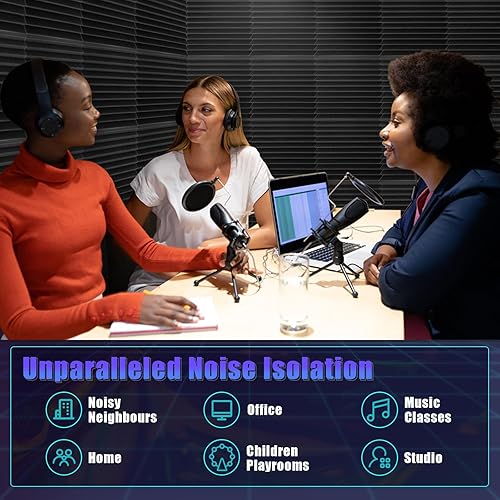 Miniatura 3 de Paquete de 52 paneles de espuma acústica de 1 x 12 x 12 pulgadas, paneles autoadhesivos insonorizados para paredes, estudio de oficina en casa,