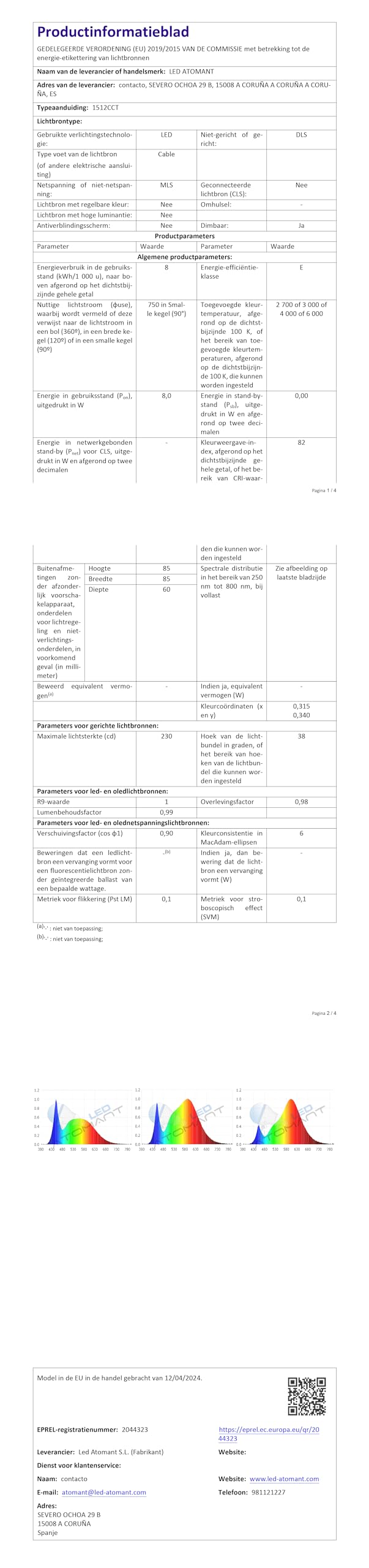 LED ATOMANT 10x LED Einbaustrahler Ausschnitt 70mm 8W CCT 3000-6500K IP65 | Durchmesser 85mm, Mit CCT-Farbtemperaturwahlschalter, 720 Lumen, Direktanschluss an 220V