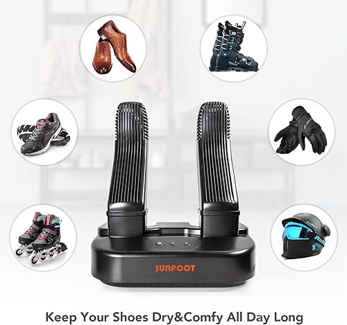 Miniatura 7 de SUNFOOT Secador de botas y desodorante para botas de trabajo, botas de esquí, sombreros, calcetines, cascos de motocicleta con soplador de calor,
