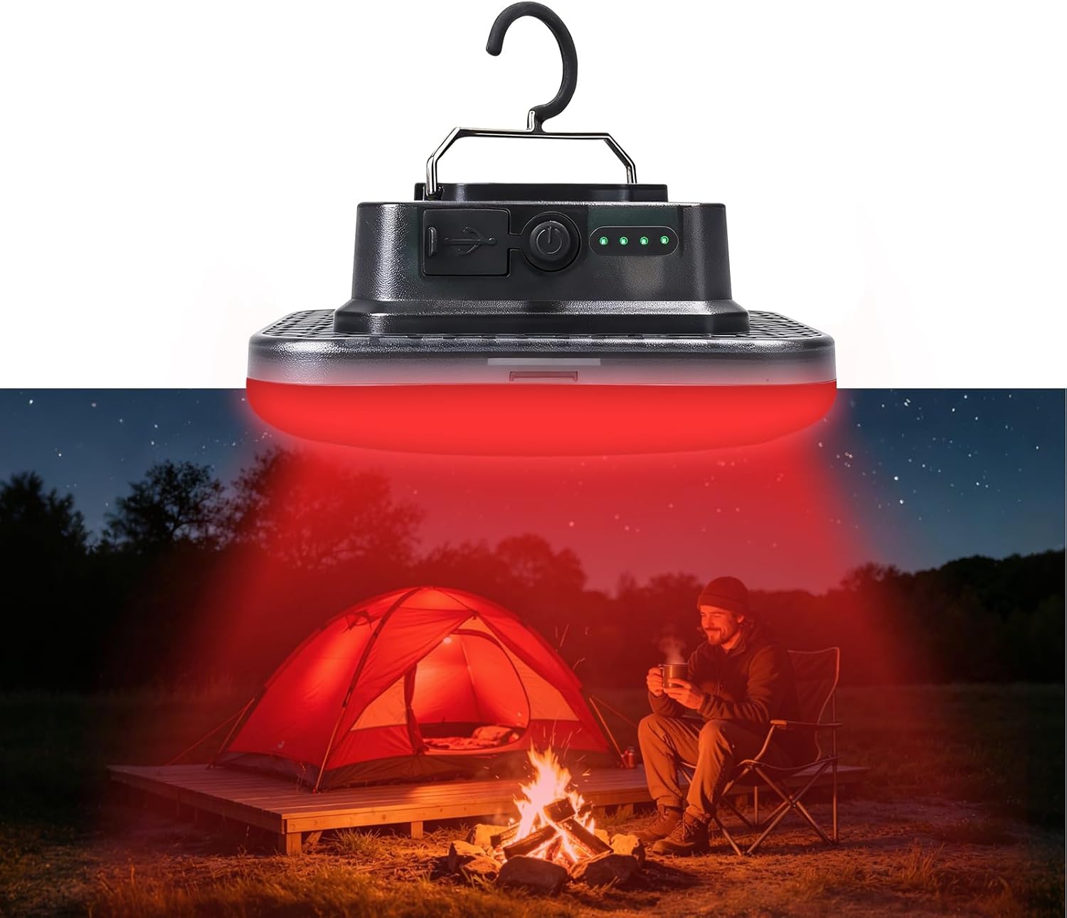 Rechargeable Red LED Light Camping Tent Lights