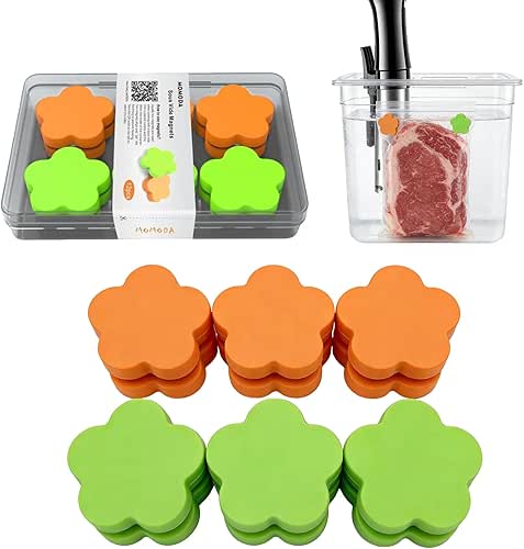 MOMODA Sous Vide Magnets 12Pcs (6 Orange&6 Green)–Food-Grade Silicone Coated