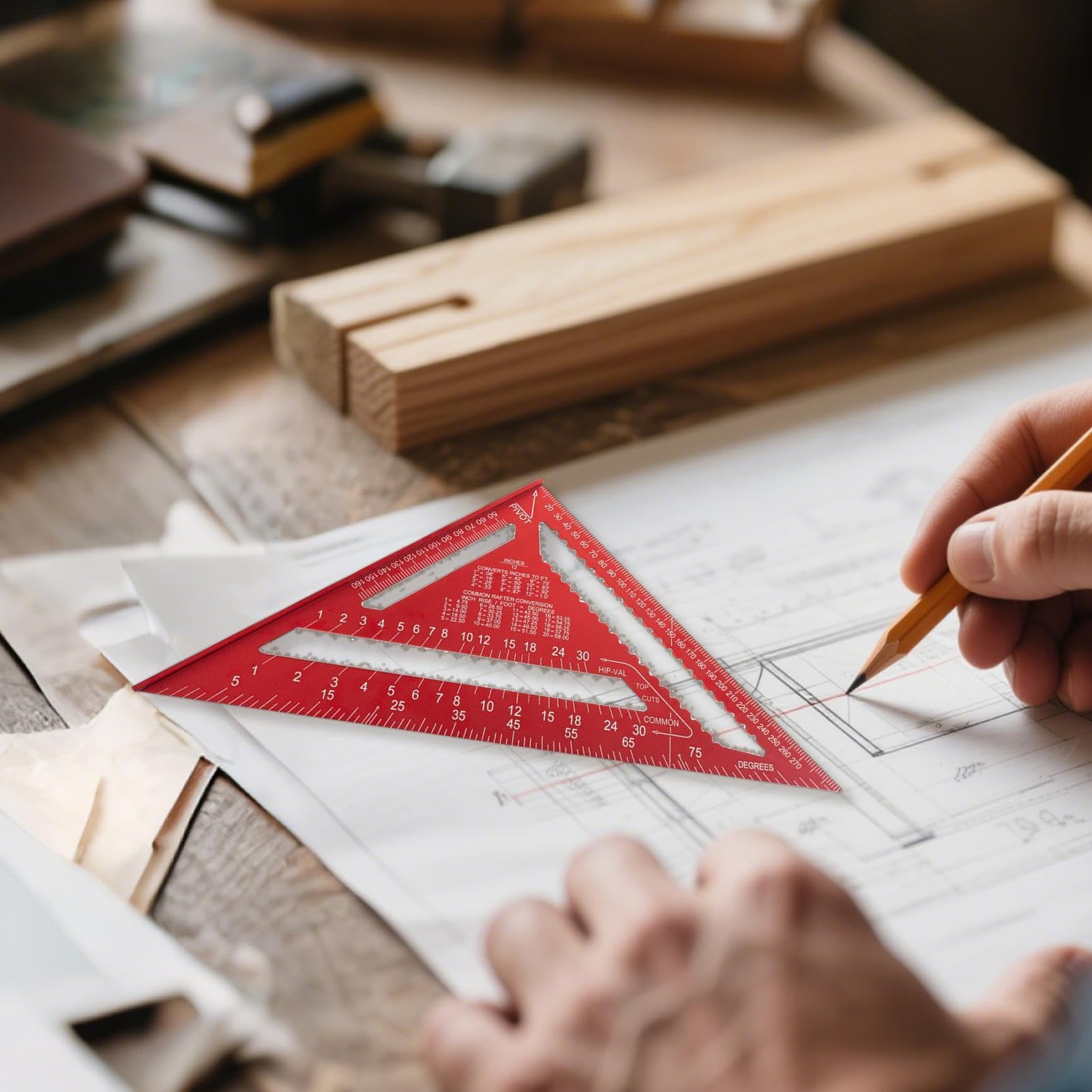 Regla Triangular, escuadra de Carpintero, Herramienta de Aluminio para techos, escuadra métrica, Reglas de ingeniería