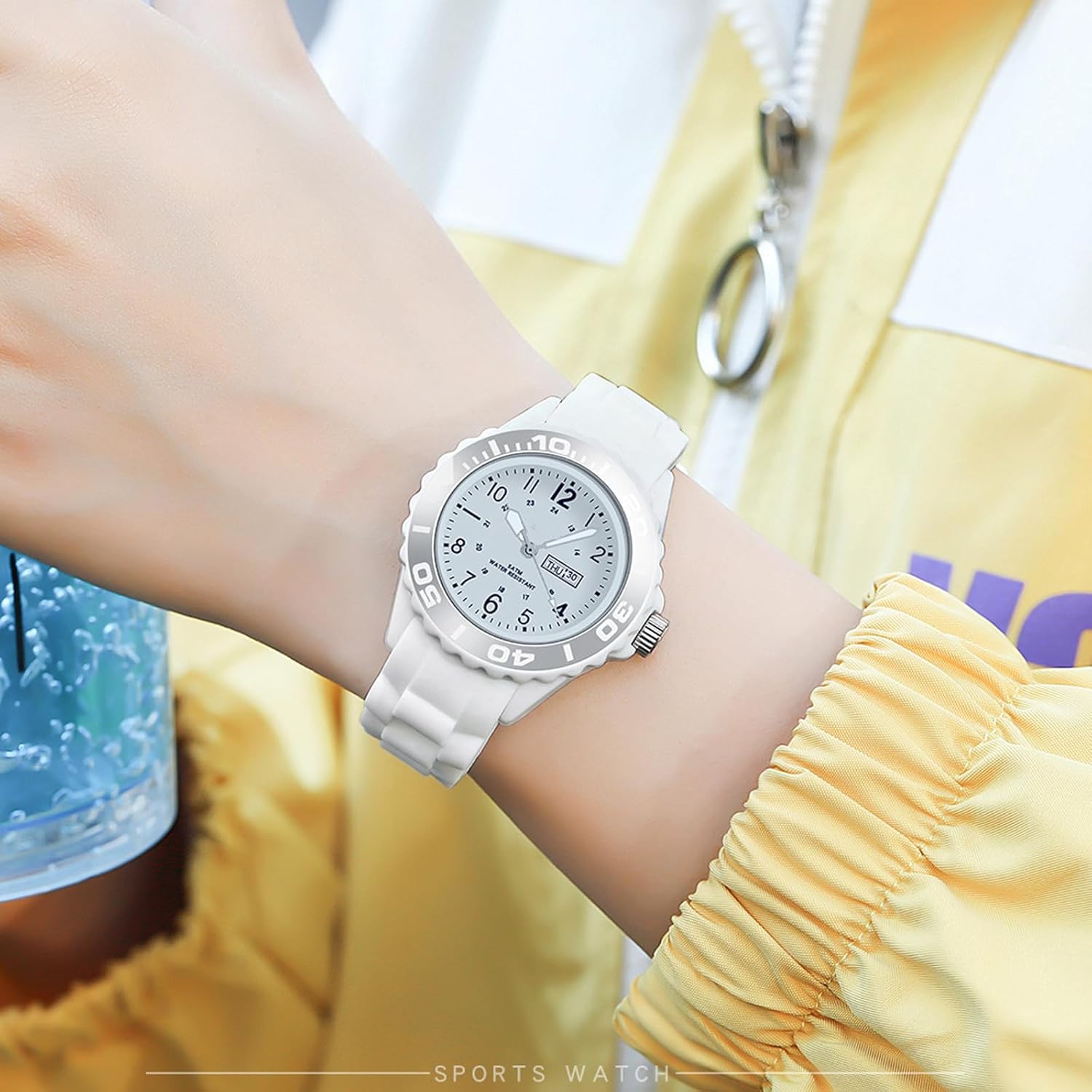 findtime Watches for Women Reloj para Mujer, Waterproof Easy to Read Watch with Second Hand Military Time Ladies Simple Nurse Nursing Date Analog Quartz for Swimming White - Image 4