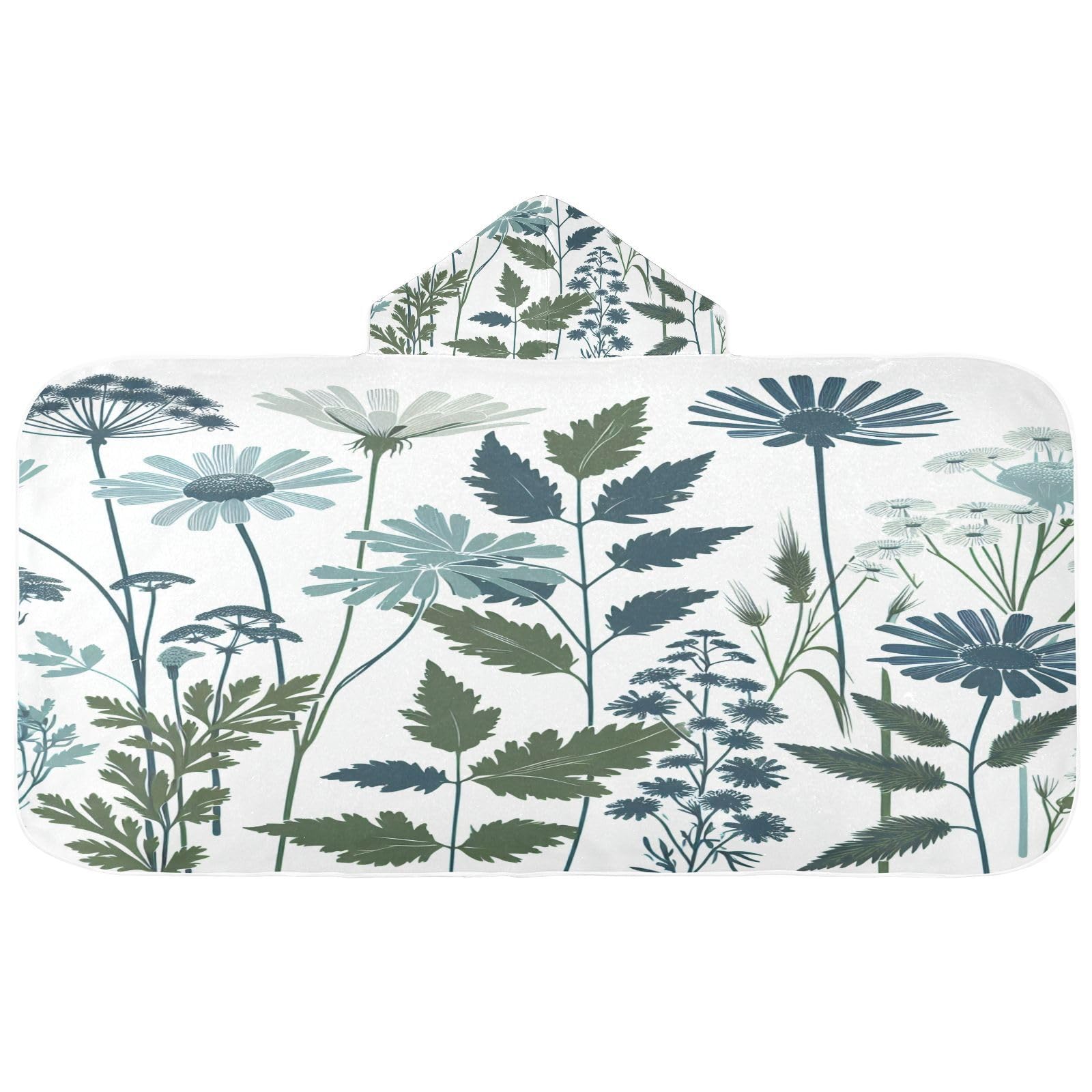 Kigai Wildflowers Hooded Beach Towel for Kids Soft Absorbent Quick Dry Bath Towel with Hood Lightweight Toddler Shower Pool Bath Wrap for Boys Girls