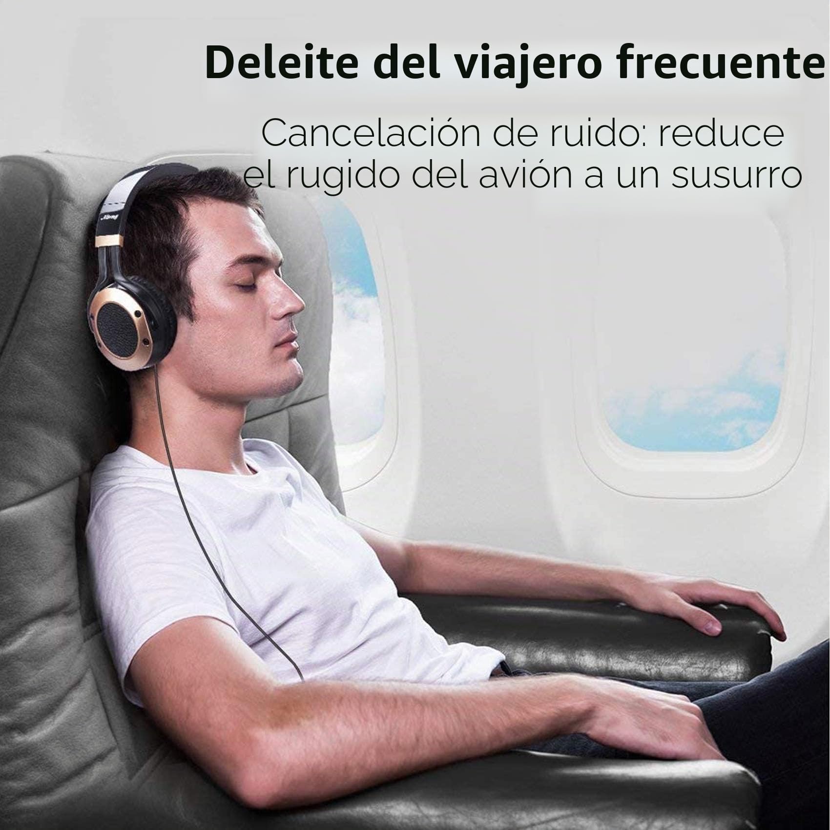 Auriculares con cancelación de ruido activo con micrófono y adaptador de avión, auriculares de viaje plegables y ligeros, auriculares con cable de alta fidelidad y graves profundos con funda de