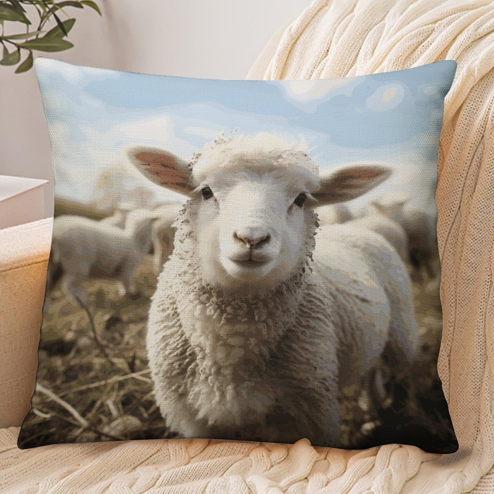 Fekiloot Style Cute Sheep Lamb Pillowcase Pillow Sham Pillow Case