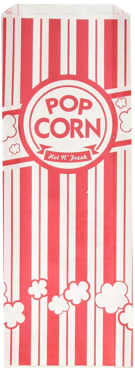 URPARTY Paper Popcorn Bags, 2 oz, Red & White, 200 Piece
