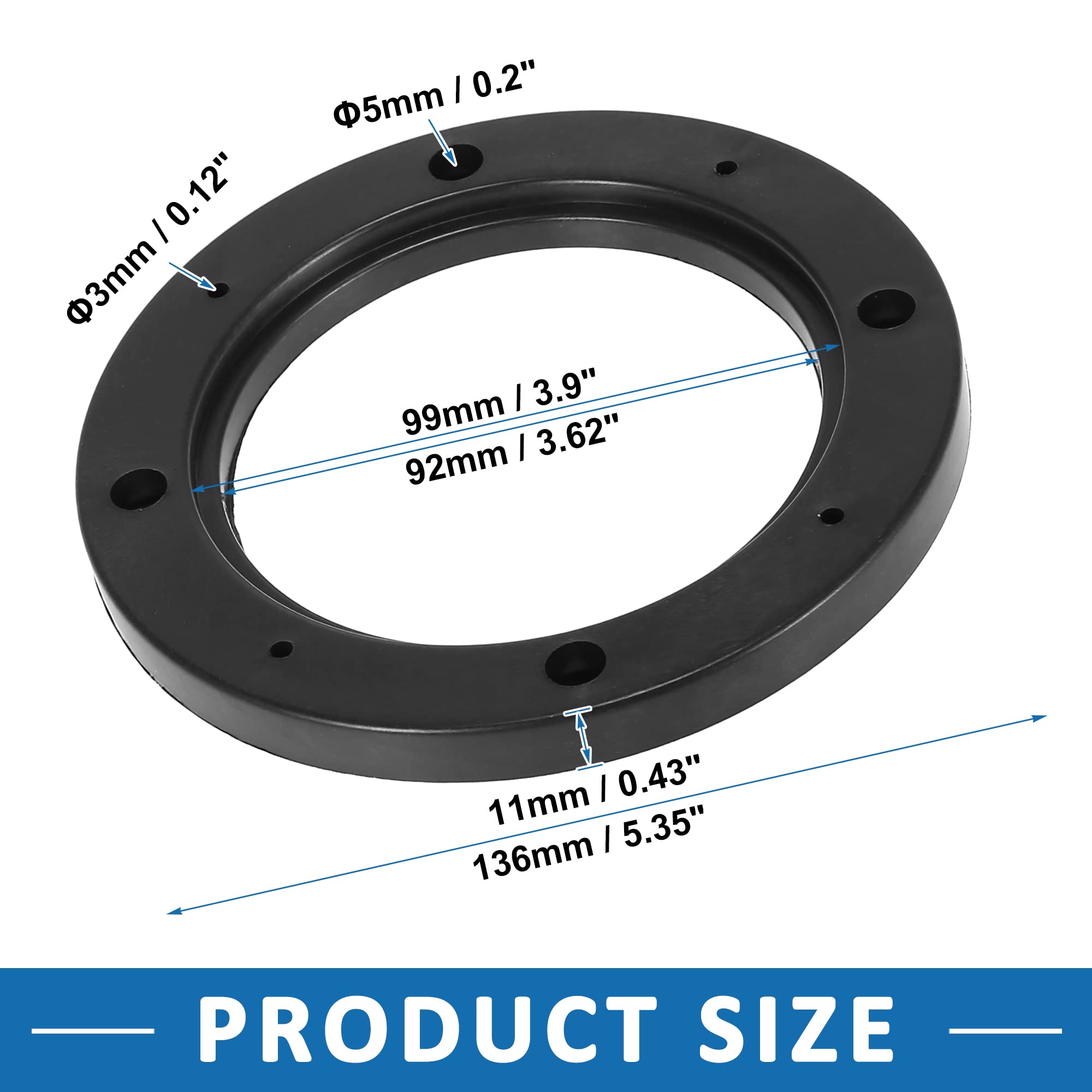 A ABSOPRO Voiture Haut-Parleur Entretoise 4" 92mm ID Creux Haut-Parleur Anneau Noir (Ensemble of 4)