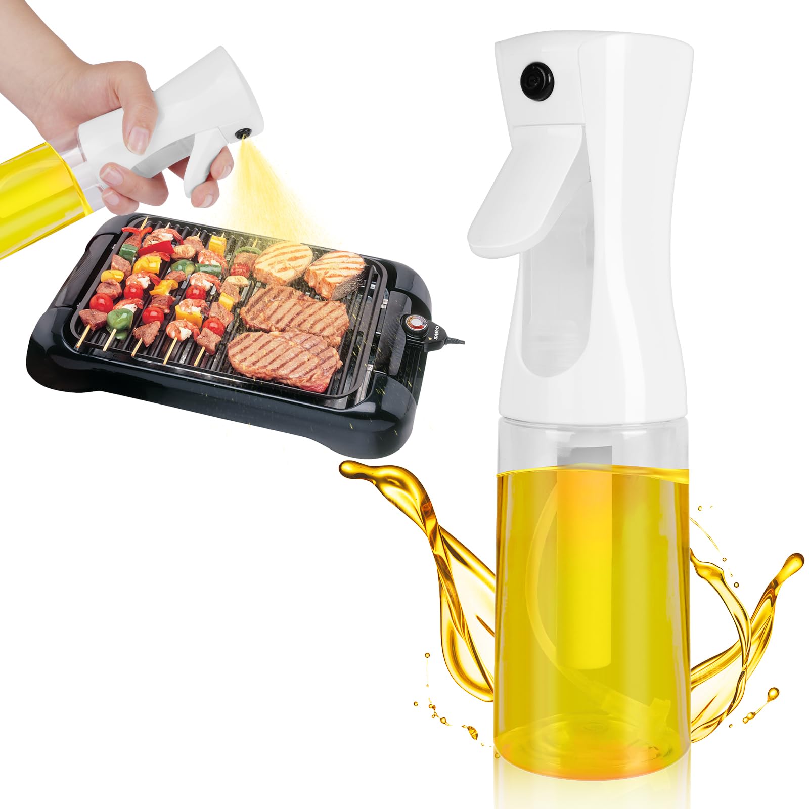 URAQT Kitchen Oil Spray, 200 ml Plastic Oil Sprayer, Spray Spray for Cooking, Dispenser Oil Spray of Olive, Vinegar and Lemon