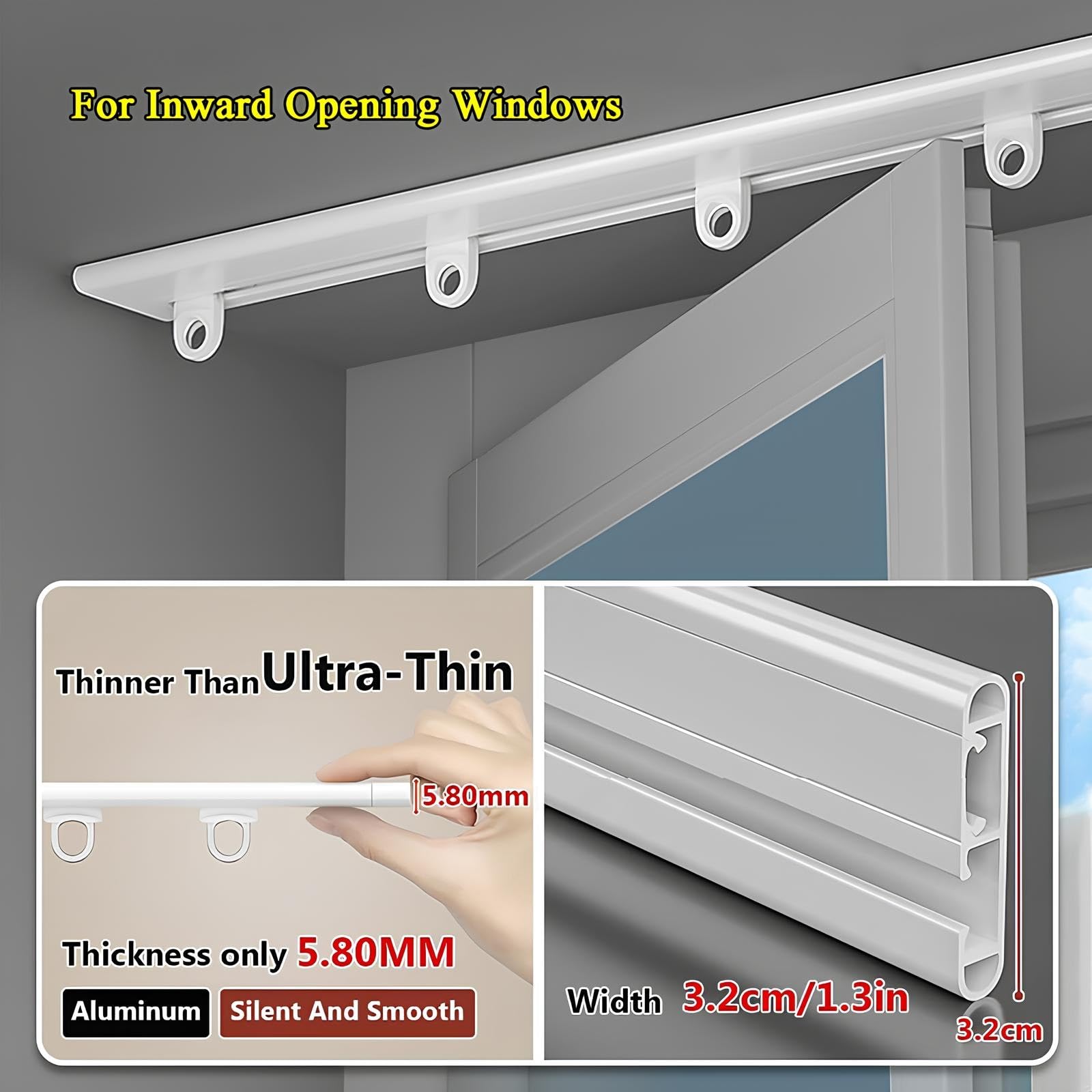 Ultracienki aluminiowy system szynowy 1-warstwowy 70-500 cm cichy wewnętrzny rozdzielacz do pokoju szyna ain (280 cm/9,2 stopy 2 x 140 cm) - łatwy do włożenia Sk