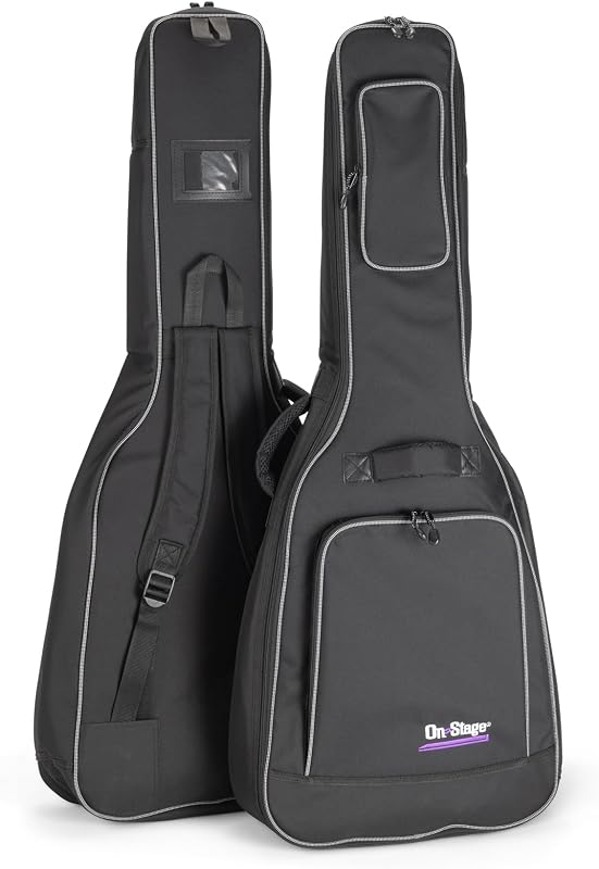GBA4770 Standard Acoustic Guitar Gig Bag (Dreadnought-Body Instrument Protection, Storage, and Carrying, Accessory Compartments, Nylon Shell, Foam Padded, Adjustable Straps, Two-Pull Zipper)