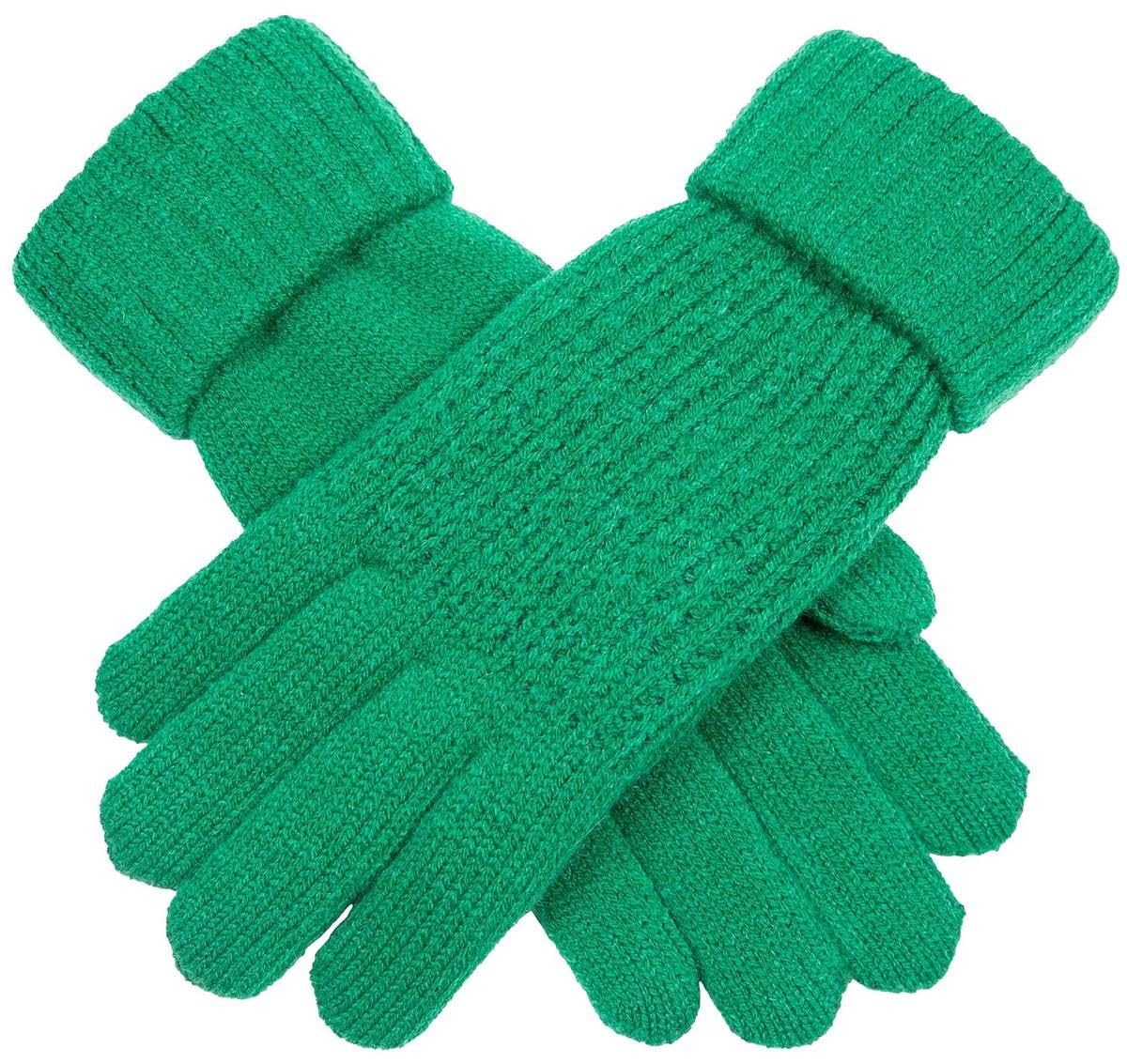 Dents Women's Green Ribbed Knit Gloves - Emerald