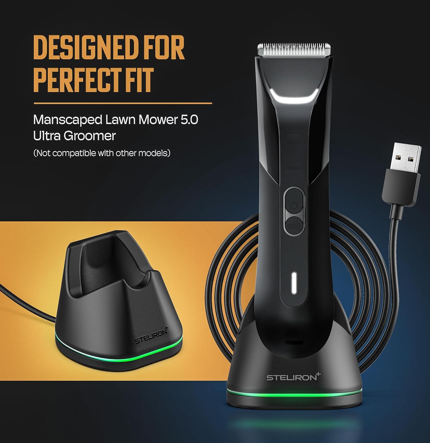 Charging Stand for Manscaped The Lawn Mower 5.0 Ultra (USB Cable) Wireless Charger Dock with Magnetic USB-C Receiver and LED Indicator