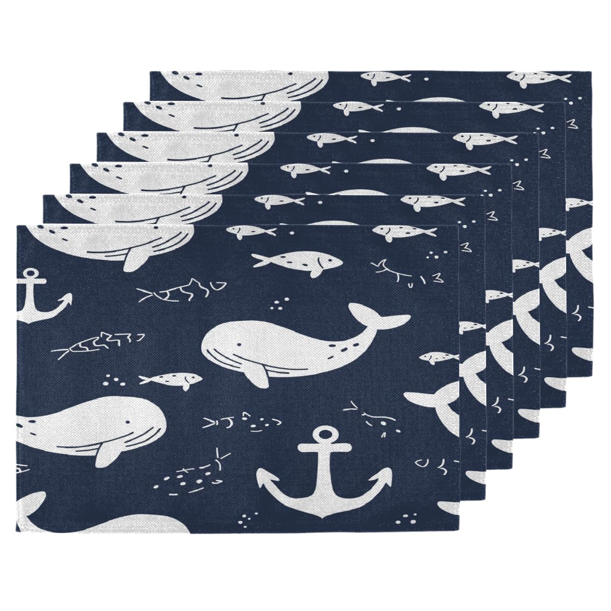Sets de table baleine lot de 6 tapis lavables 45x30 cm pour cuisine