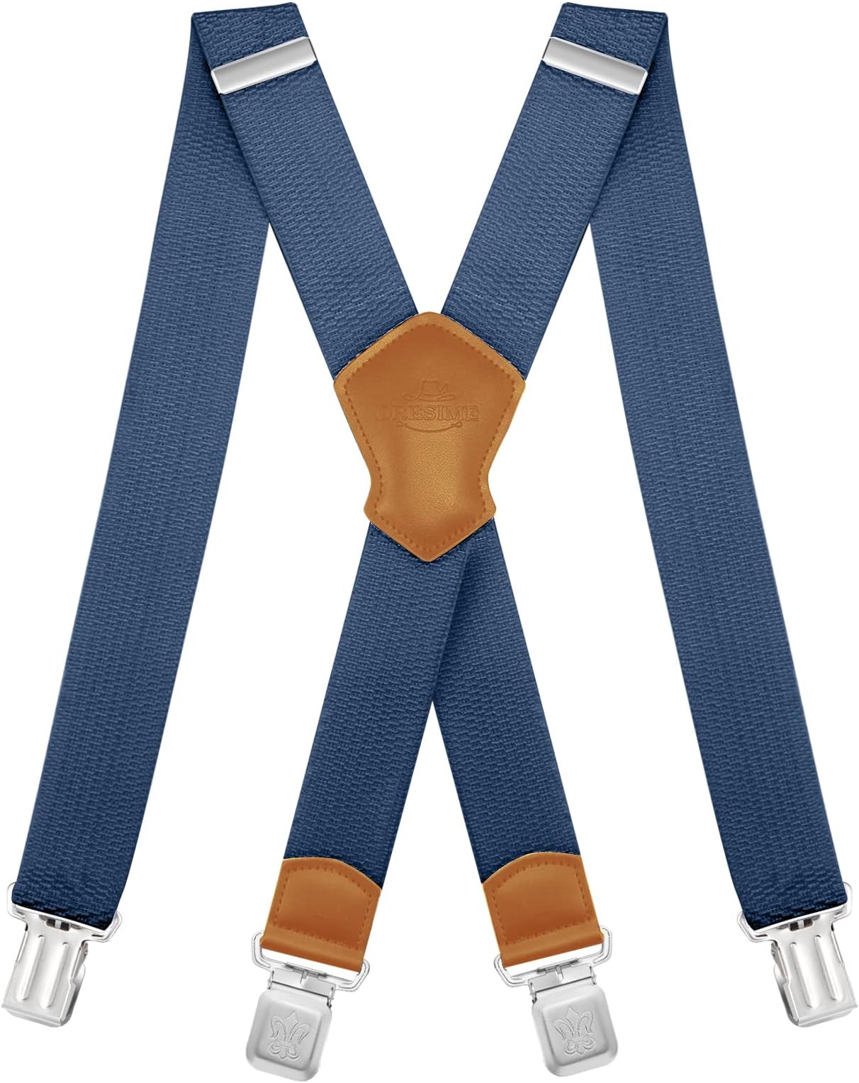 Suspender Mens Braces for Trousers with 4 Strong Clips 40mm Width, X Shape Heavy Duty Suspenders Adjustable Elastic for Overalls Jeans, Work Pants, Jumpsuits, Motorcycle Pants, etc.
