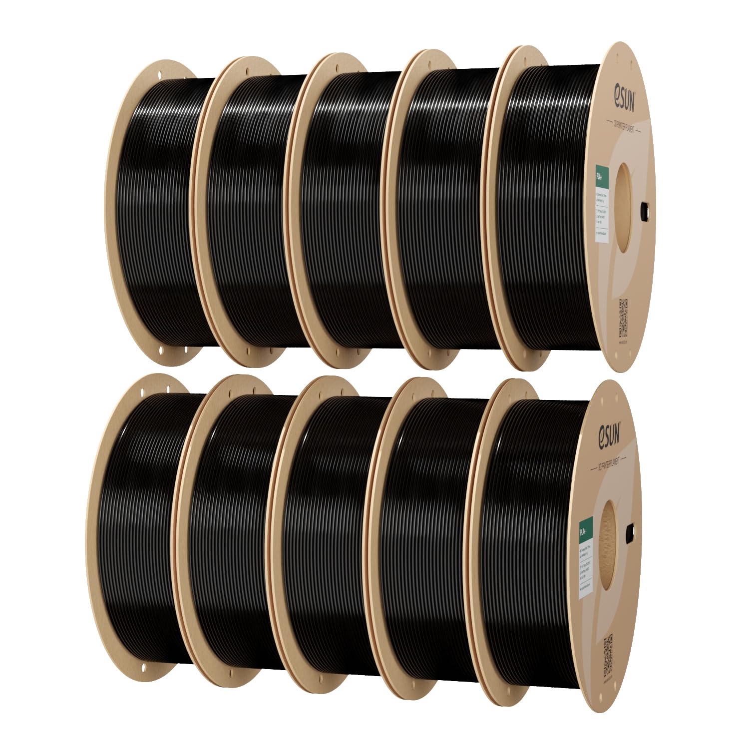 eSUN 10KG PLA+ Filament, 1.75 mm 3D Printer PLA Plus Filament, 1kg Spule, insgesamt 10kg, Dimensional Accuracy +/- 0.03 mm, Schwarz-10KG