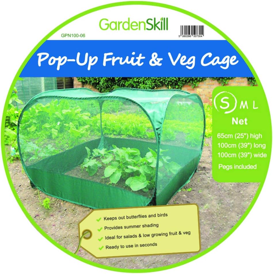GardenSkillPop Up Strawberry Fruit Cage Grow House - Grow & Protect Vegetables Salads Herbs Plants (1.25m x 0.65m high)