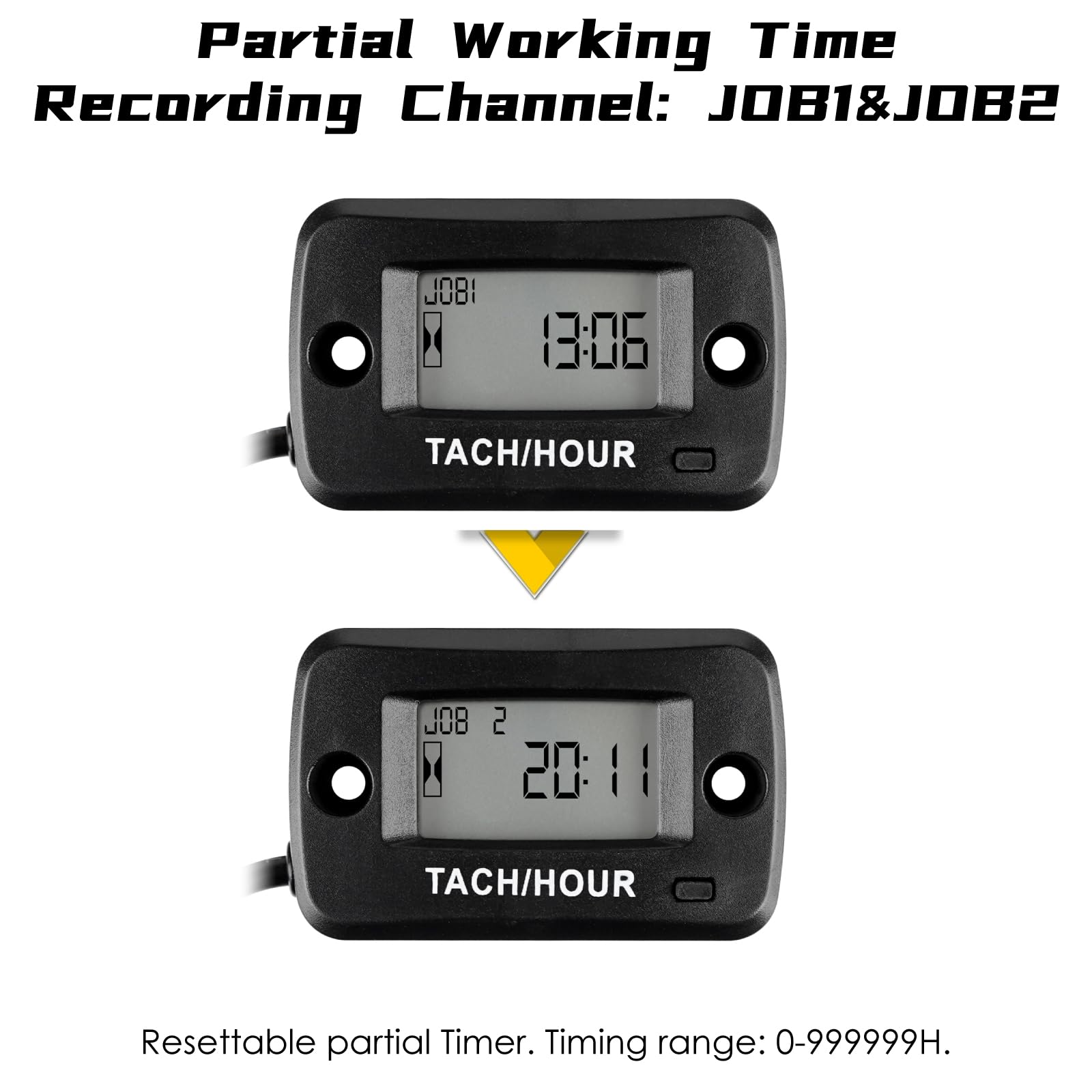 Jayron Magnetic Detact Tachymètre Numérique RPM Speed Meter RE-Settable JOB Intervalle de Maintenance Programmable Conception étanche,pour les Générateurs de Tondeuse à Gazon Tous les Types de Moteurs