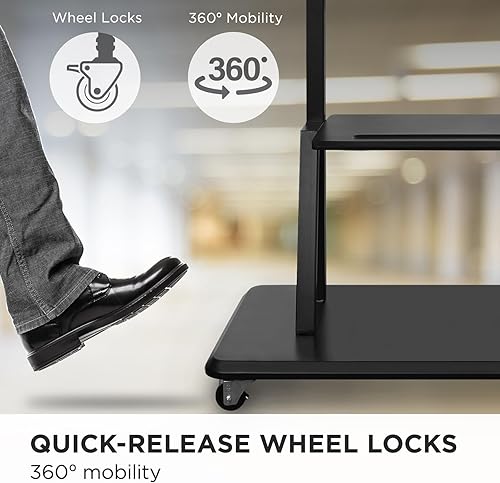 Miniatura 4 de ViewSonic VB-STND-001 - Carrito de exhibición universal para pantallas de 55 a 86 pulgadas de hasta 265 libras, patrón VESA compatible con 400x200 a