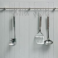 Vista 4 de Funrous Ganchos de metal en forma de S, ganchos de acero inoxidable, adecuados para interiores y exteriores, baño, luces de cocina, ganchos