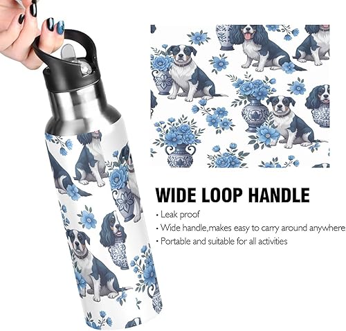Miniatura 4 de Botella de agua de acero inoxidable de 20 onzas, botellas de agua a prueba de fugas para gimnasio, viajes al aire libre, escuela, lindos perros,
