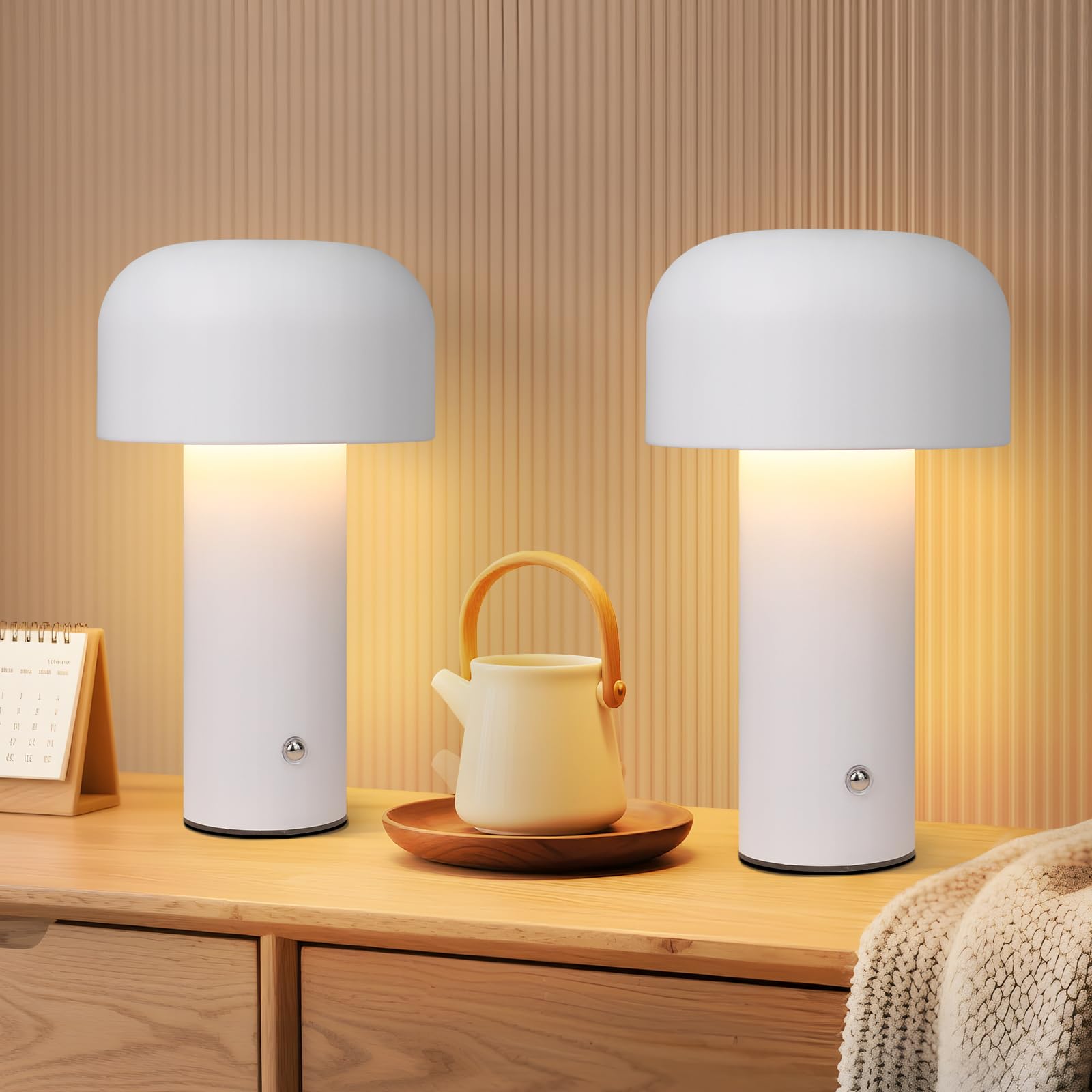 ZMH 2ER Tischlampe Kabellos Akku Tischleuchte - LED Nachttischlampe