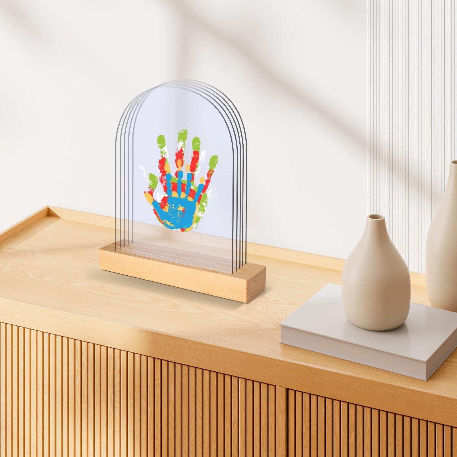 TOGOU2S Huellas Familia(5 Huellas), Marco Huellas Bebé Recién nacido, Recuerdos Familiares DIY, Regalo para Padres, Bautizo, Navidad o Primer Cumpleaños