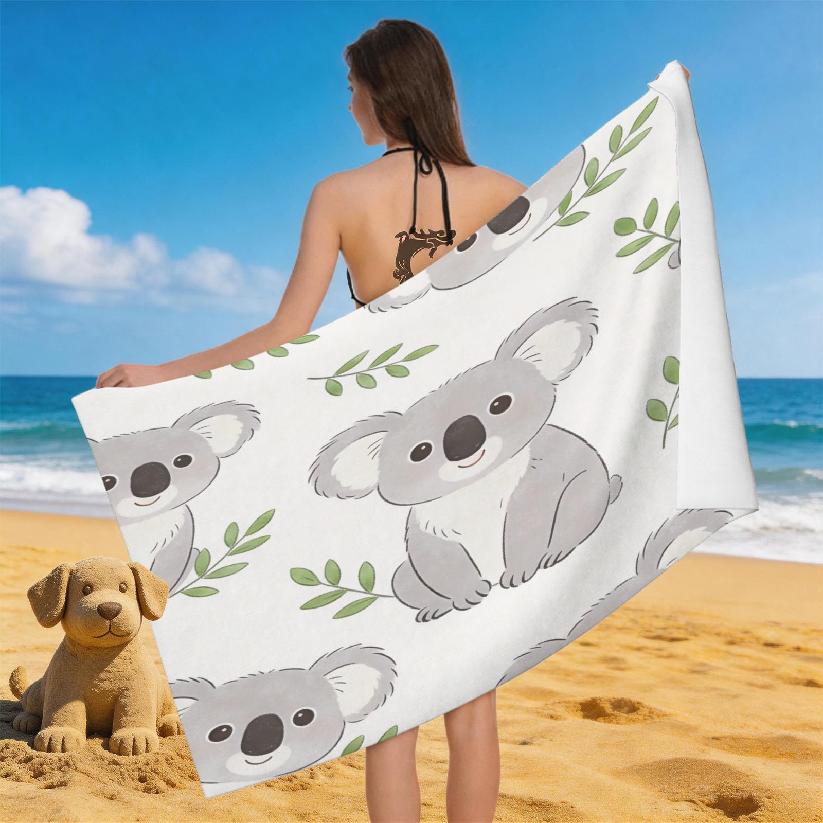 Leichong Men's Grey 3D Watercolor Feather Beach Towel Microfiber Soft Quick Dry For Adults, Dandelion Bath Towel Lightweight Soft Absorbent For Travel Swimming Pool Sports, 75 X 150 Cm