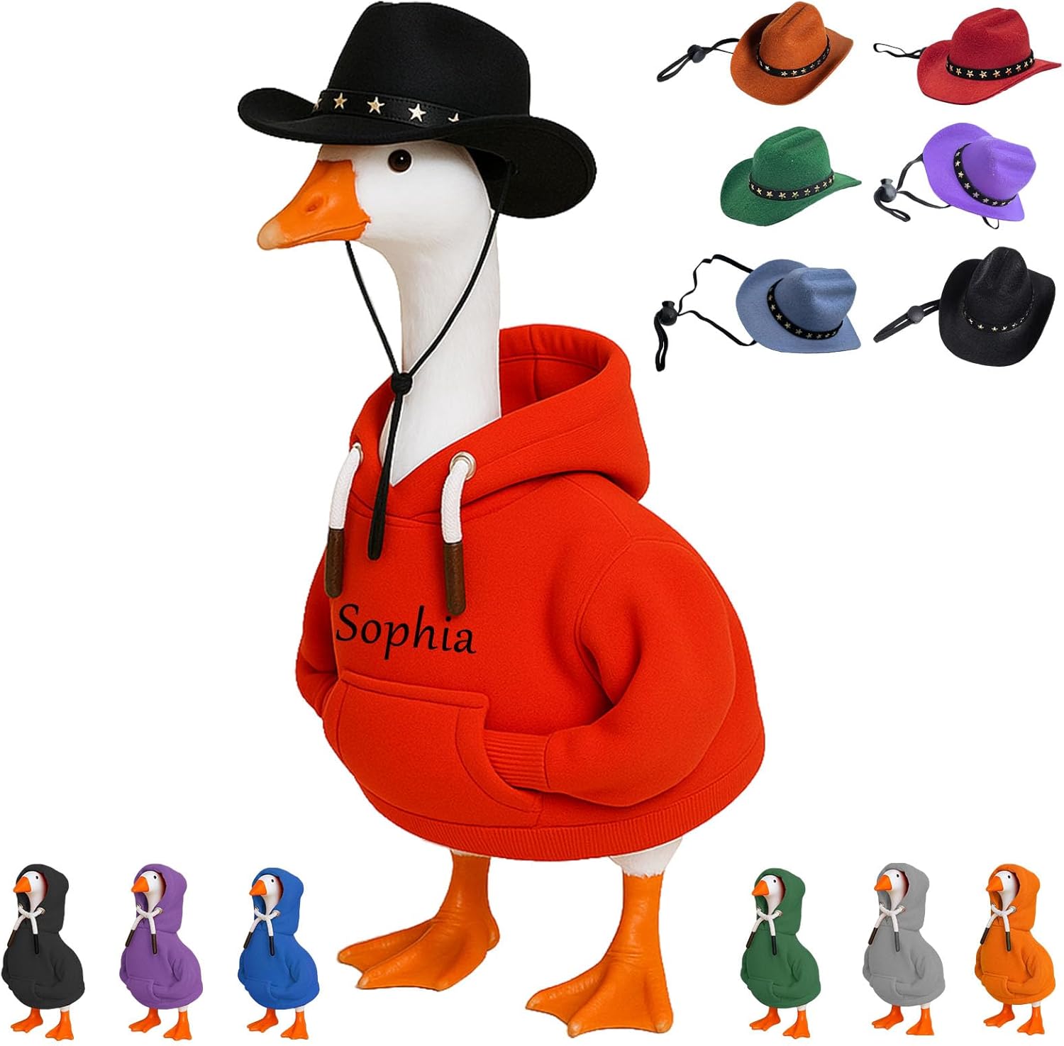 Personalization Desk Goose Outfits 7 Inch Mini Desk Goose Clothes with Accessories Desktop Goose Outfits Holiday Apparel Magnetic Goose Key Holder with Scarf Hat Hoodie Porch Goose Decorations