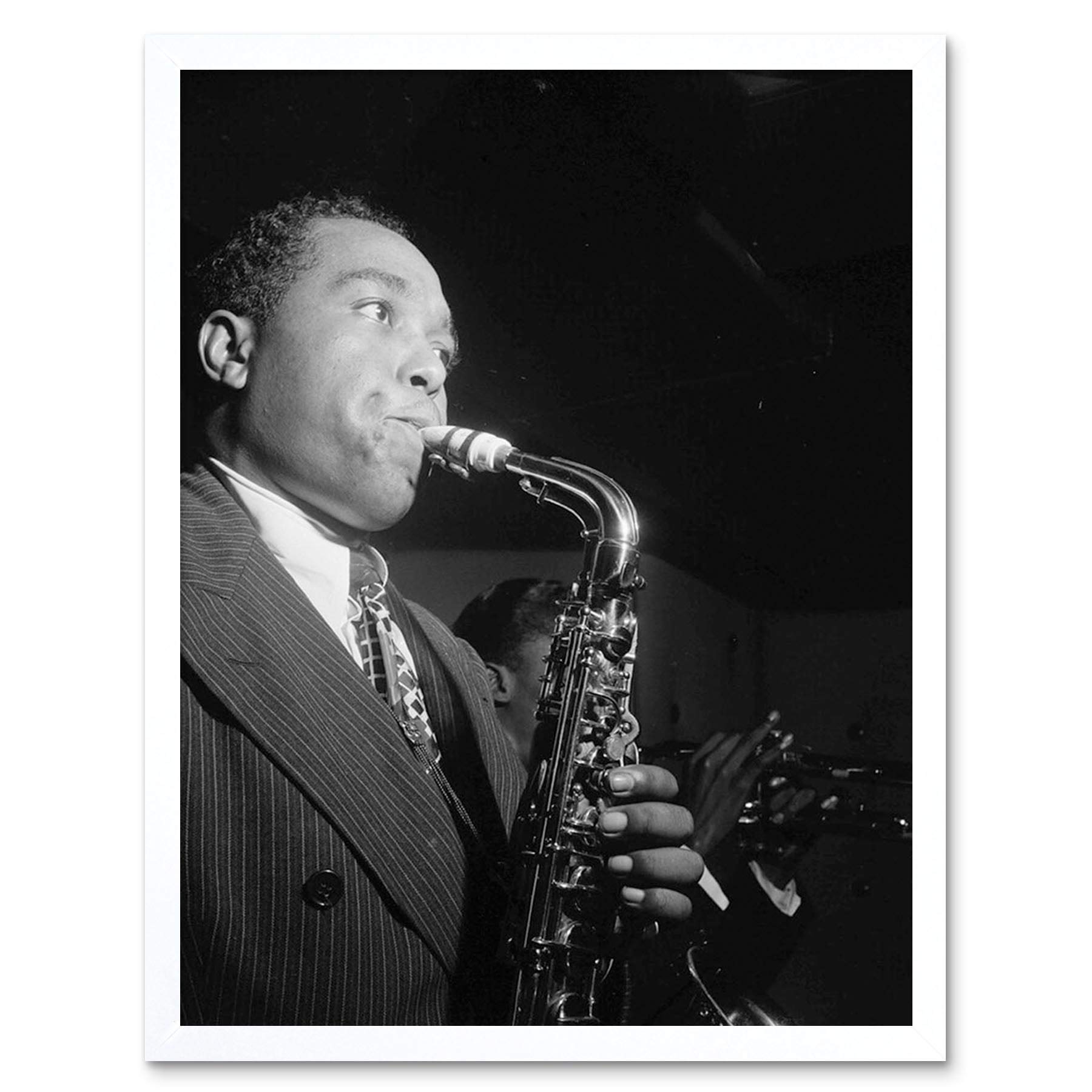 Wee Blue Coo Vintage Charlie Parker Jazz Music Saxophone Legend Art Print Framed Poster Wall Decor 12X16 Inch