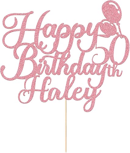 Decoración de pastel de feliz cumpleaños, decoración de pastel de doble cara con purpurina para tartas, regalos personalizados con cualquier nombre