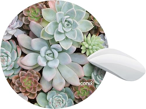 Iconix Round Mousepad - Glowing Succulents