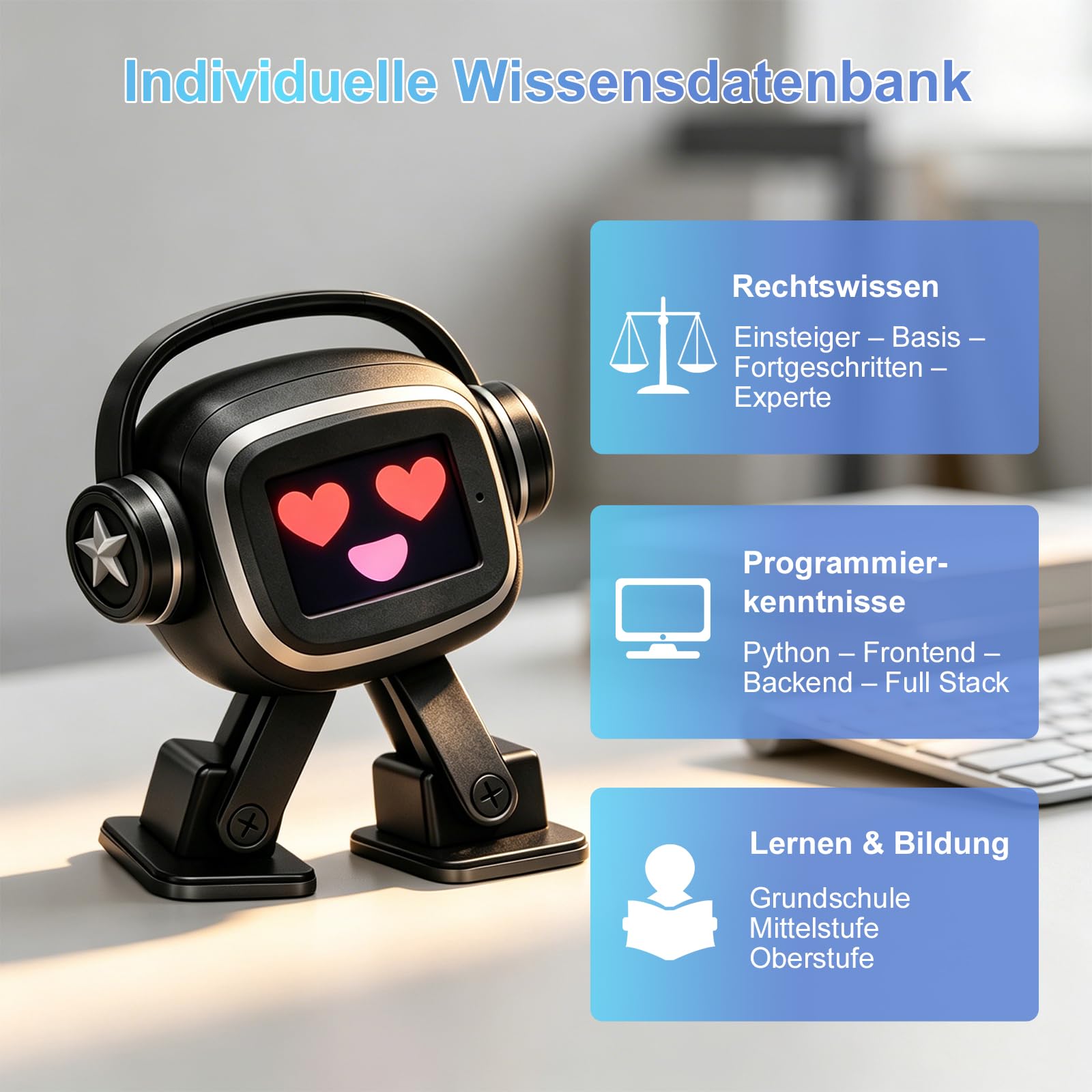 EMO Roboter, Emotional AI for COMPANION Robot With Voice Control, Interactive Singing Dancing, Intelligent Emotional Sensing Touch Interaction, Dynamic Mood Responsive Chatbot