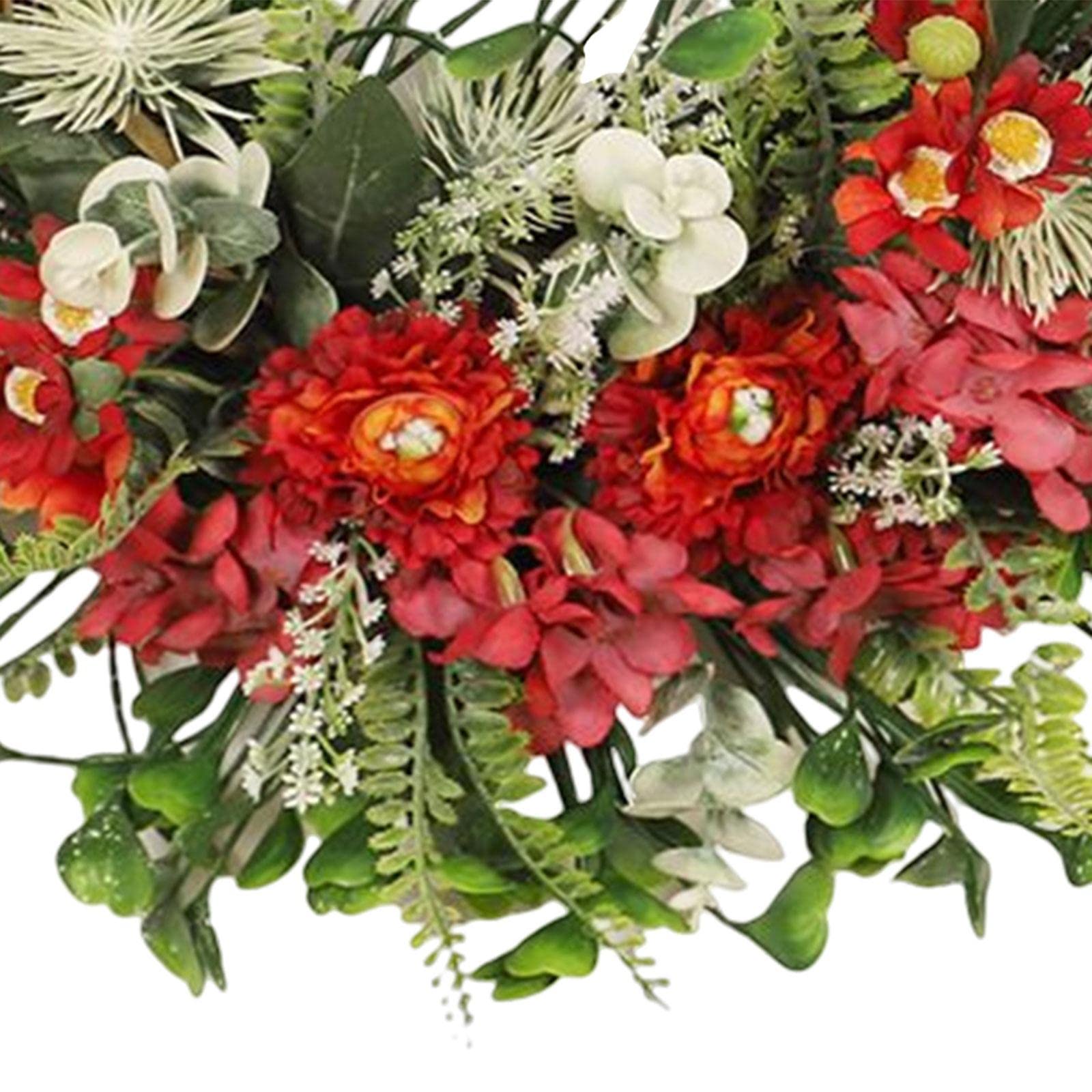 KinderCoring Ghirlanda di Garofani Fiori Artificiali Centrotavola Decorativo Tondo Realizzato Struttura in Ferro Adatta per Tavolo Ufficio Ricorrenze, Rosso