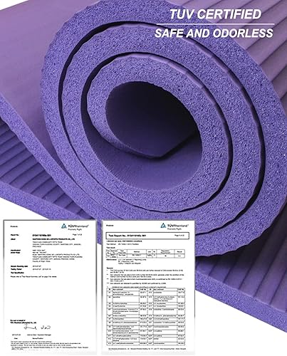 Miniatura 6 de YR Tapete de yoga grueso y ancho para el hogar, 76.7 x 35.4 pulgadas, tapete de yoga grande extra largo y ancho para hombres y mujeres con bolsa de