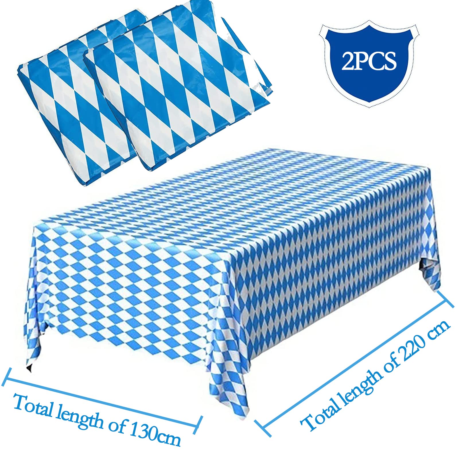 Oktoberfest Tablecloth, 130 x 220 cm Tablecloth for Oktoberfest Bavarian Table Cloth, Blue White, Bavarian Table Decoration - Image 2