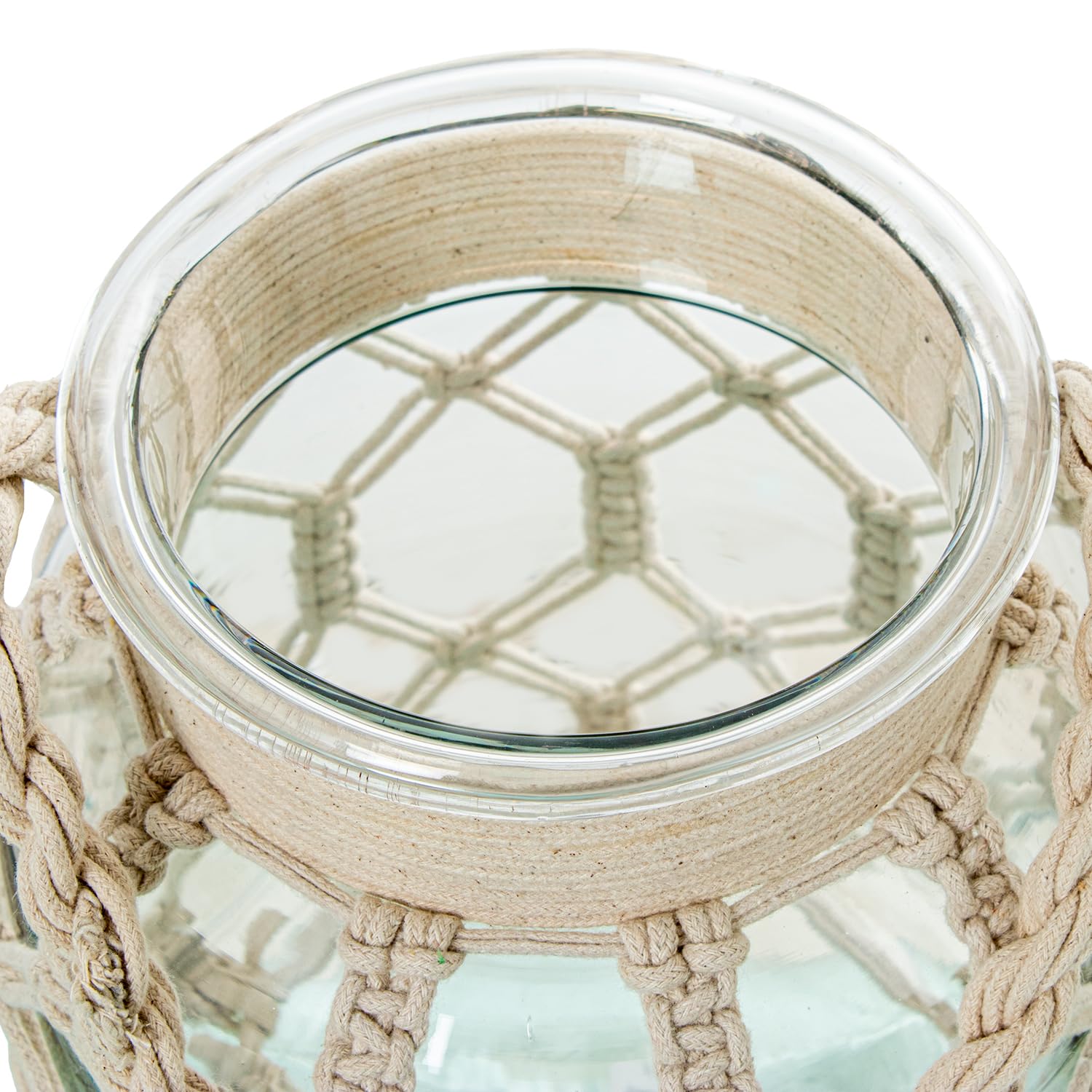 JARRÓN/PORTAVELAS CRISTAL 23CM C/CUERDA_°20X23CM