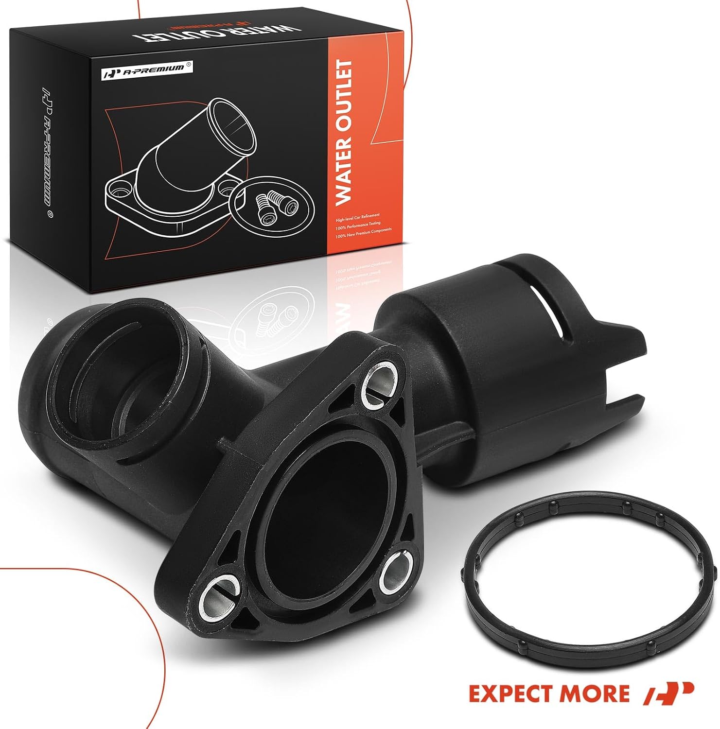 A-Premium Coolant Pipe Adapter Compatible with Audi & Volkswagen - Passat 06-08/12-14/16-18, Atlas 18-23, Atlas Cross Sport 20-23, Q7 07-10, CC 09-16, Touareg 07-17 - Coolant Hose Flange Connector