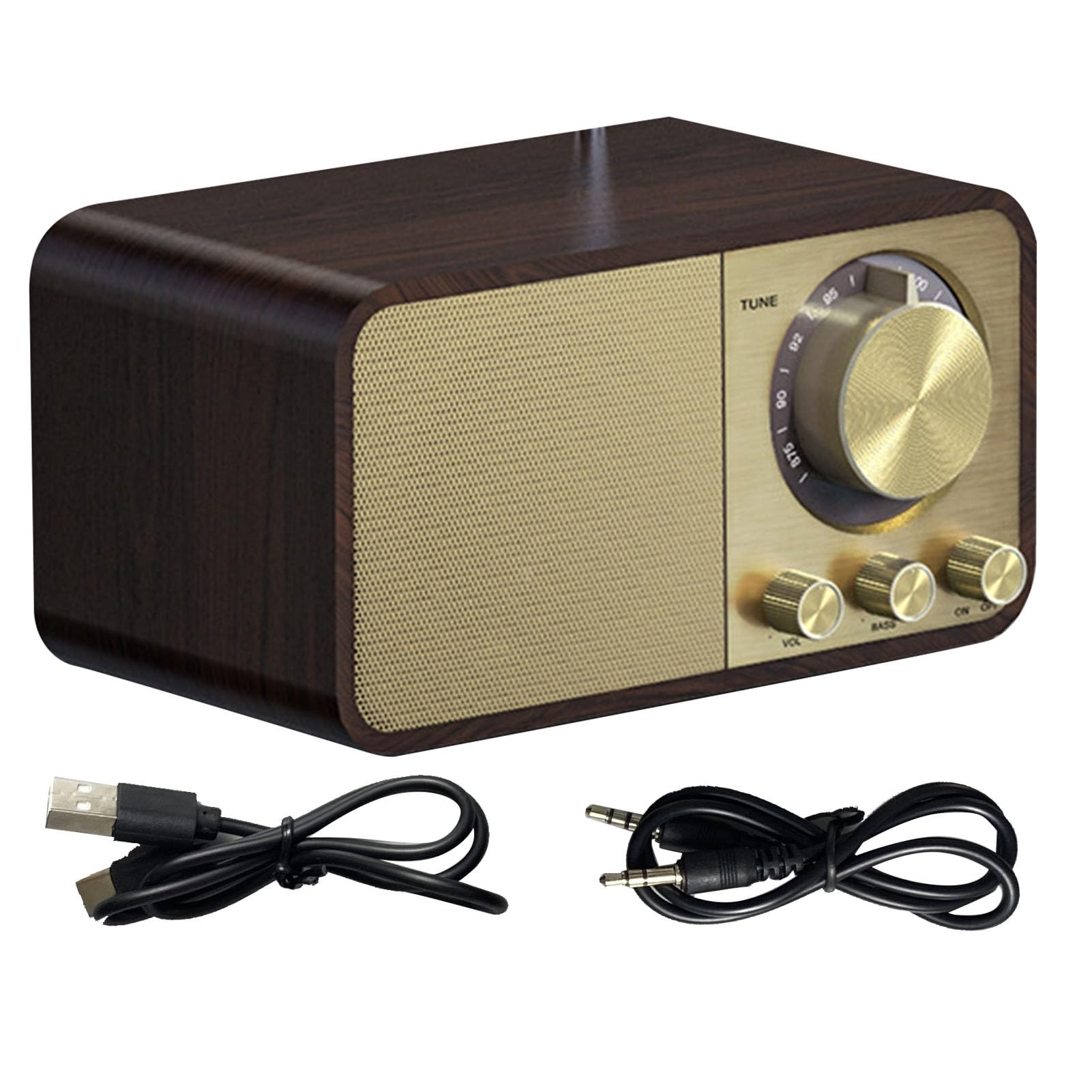 CCYLEZ Radio con Altavoz Bluetooth y Batería de Larga Duración, Compatible con Tarjeta de Memoria Pequeña, Reproductor de Música para Viajes en Casa (patrón de la Vendimia)