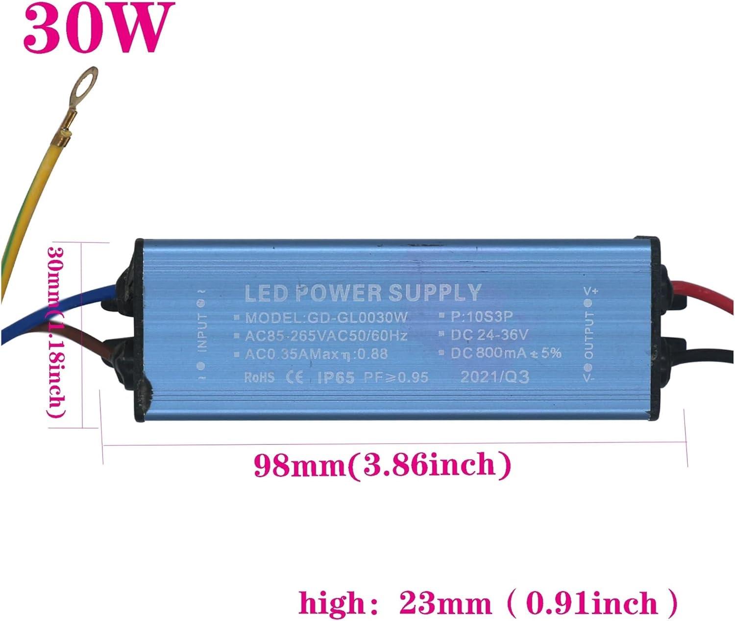 LED Waterproof Driver 30W 50W 100W 150W Super Power 200W AC180-240V LED Lighting Constant Current Voltage Power Supply(30W 800mA)