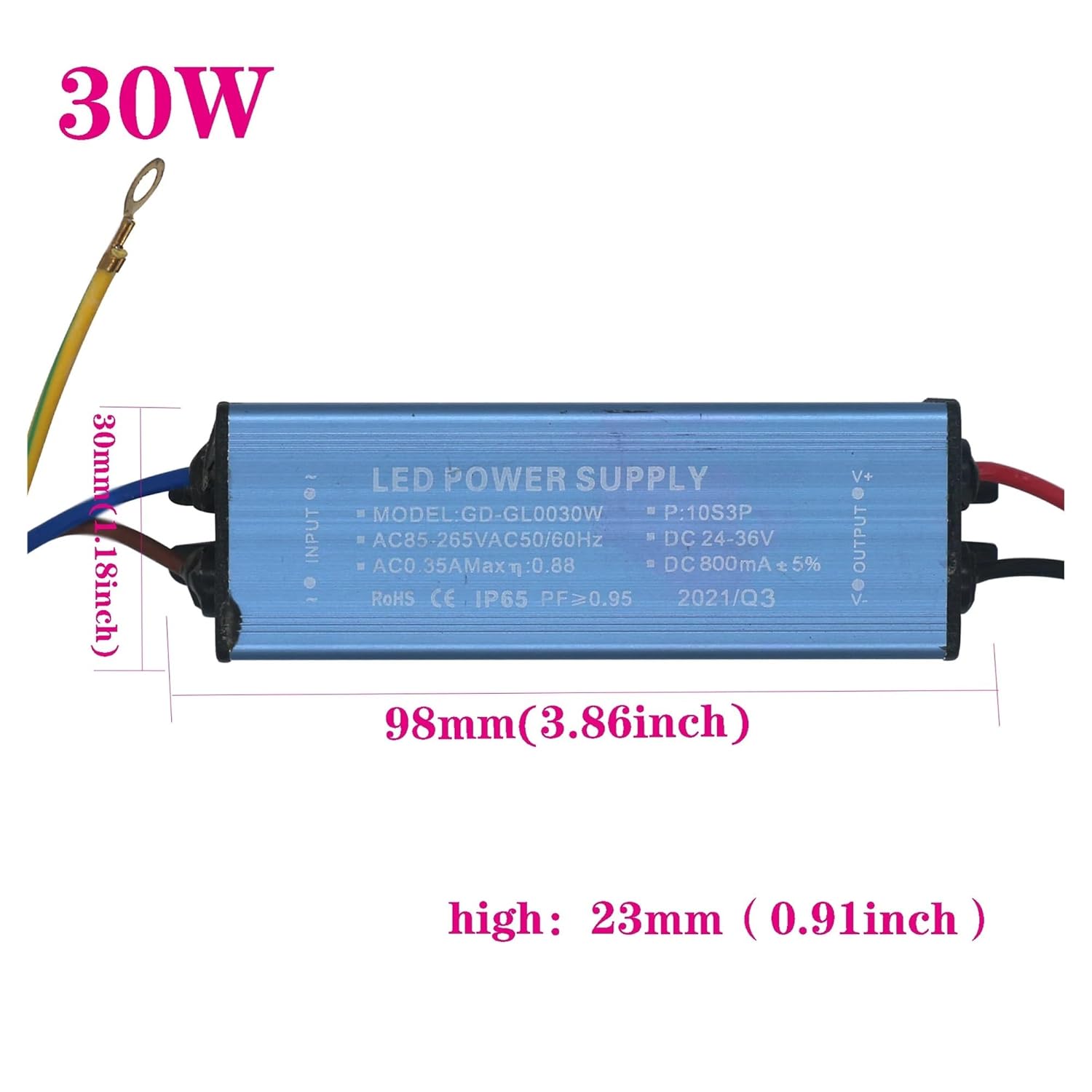 LED Waterproof Driver 30W 50W 100W 150W Super Power 200W AC180-240V LED Lighting Constant Current Voltage Power Supply(30W 800mA)