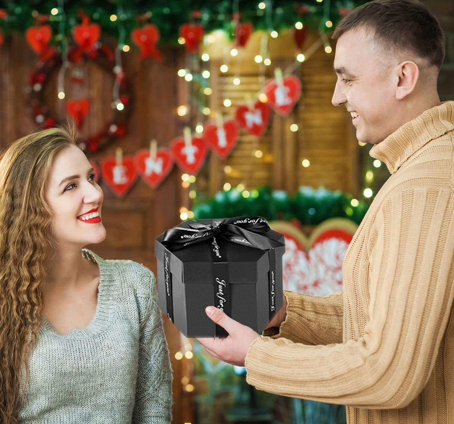 Wanateber Explosion Box, DIY Explosion Box with 6 Faces, Main Part Assembled Handmade Photo Album for Birthday Gift, Anniversary, Valentine's Day, Wedding (Black) - Image 7