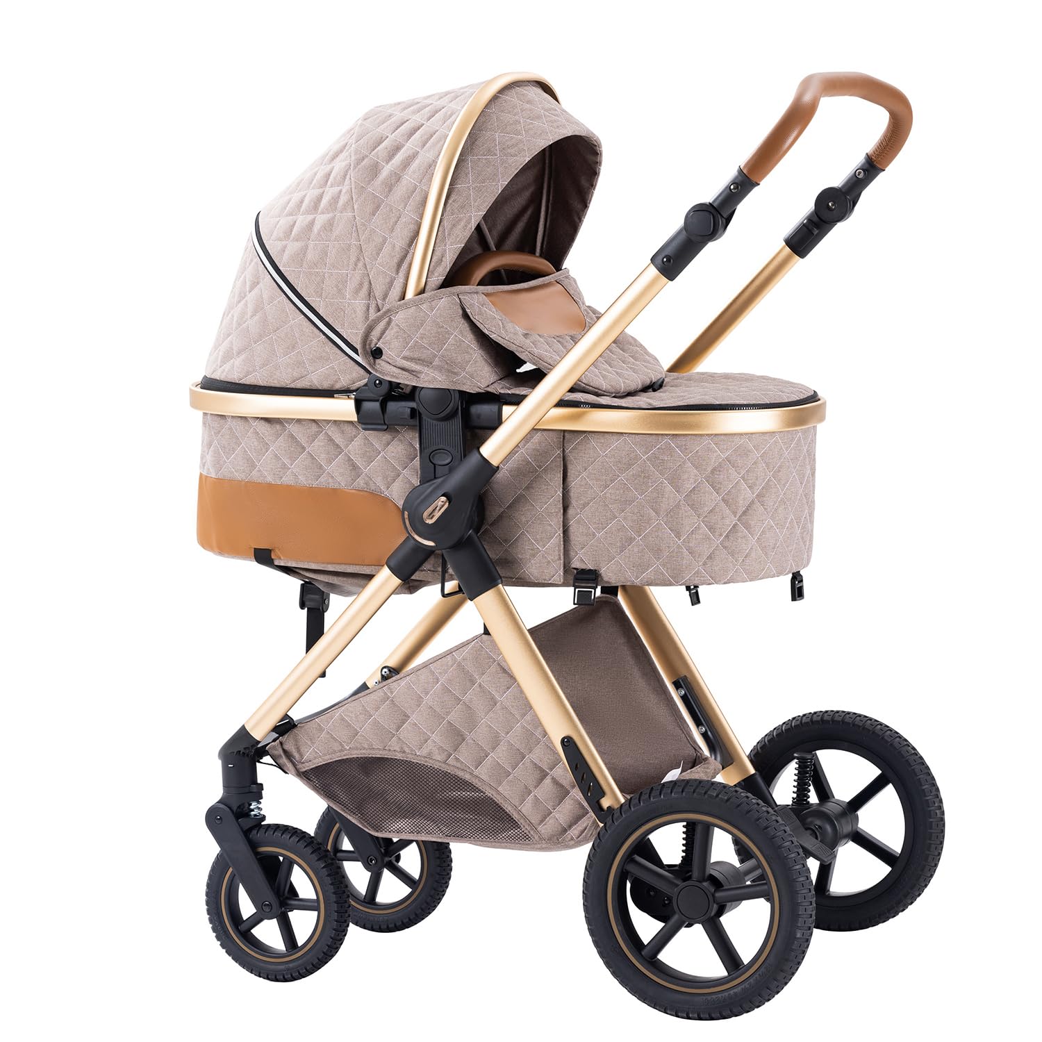 Poussettes 3 en 1 Citadines Poussettes Combinées Poussette Tricycle Baby Walker Poussette Haute Paysage Poussettes Landau pour 0-36 Pliantes Trolley Bébé