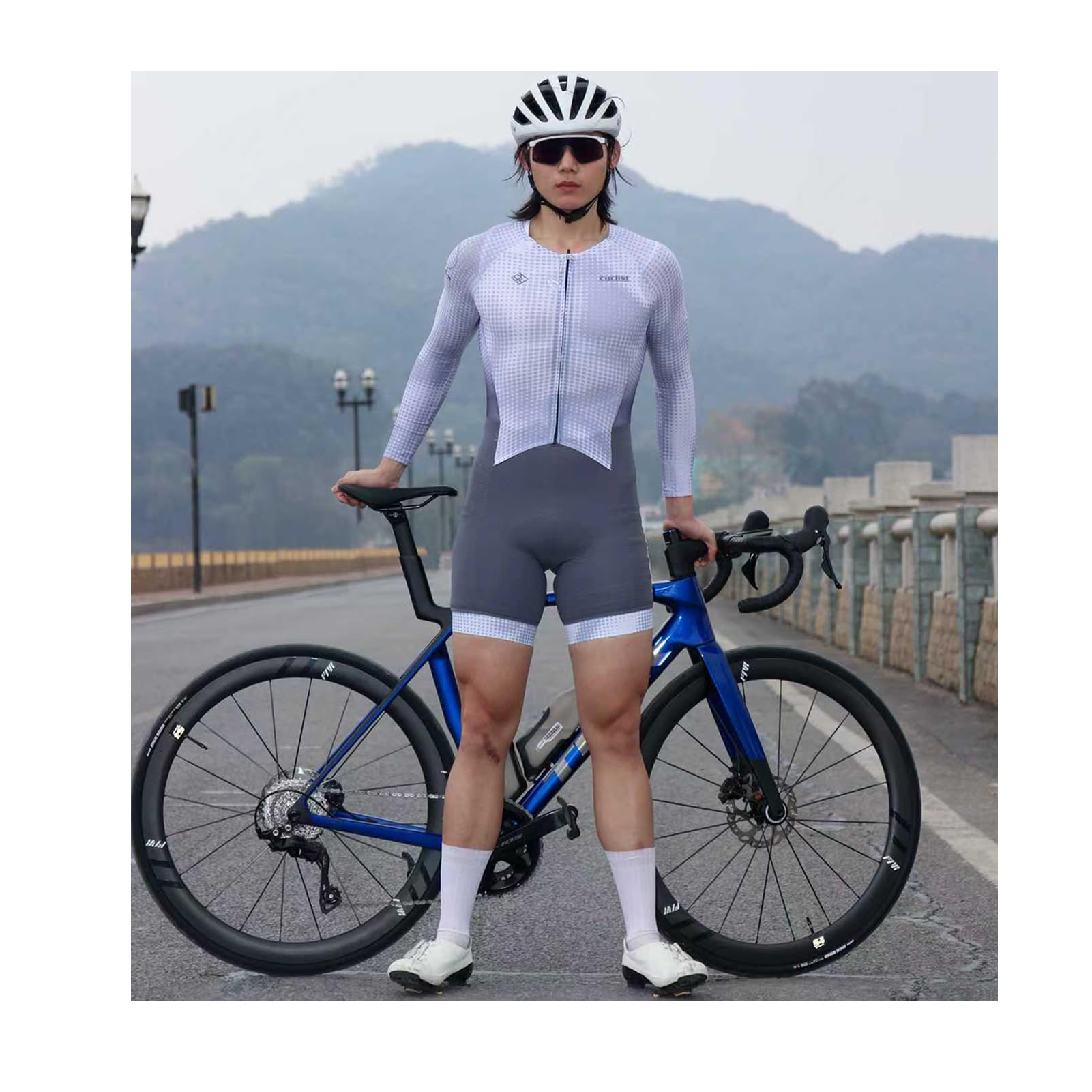 Tuta Ciclismo Uomo Manica Lunga Traspirante - Body Triathlon Una Pezzo per Strada e Triathlon, Fondello Alta Densità | Asciugatura Rapida | UV UPF 50+ | 3 Tasche