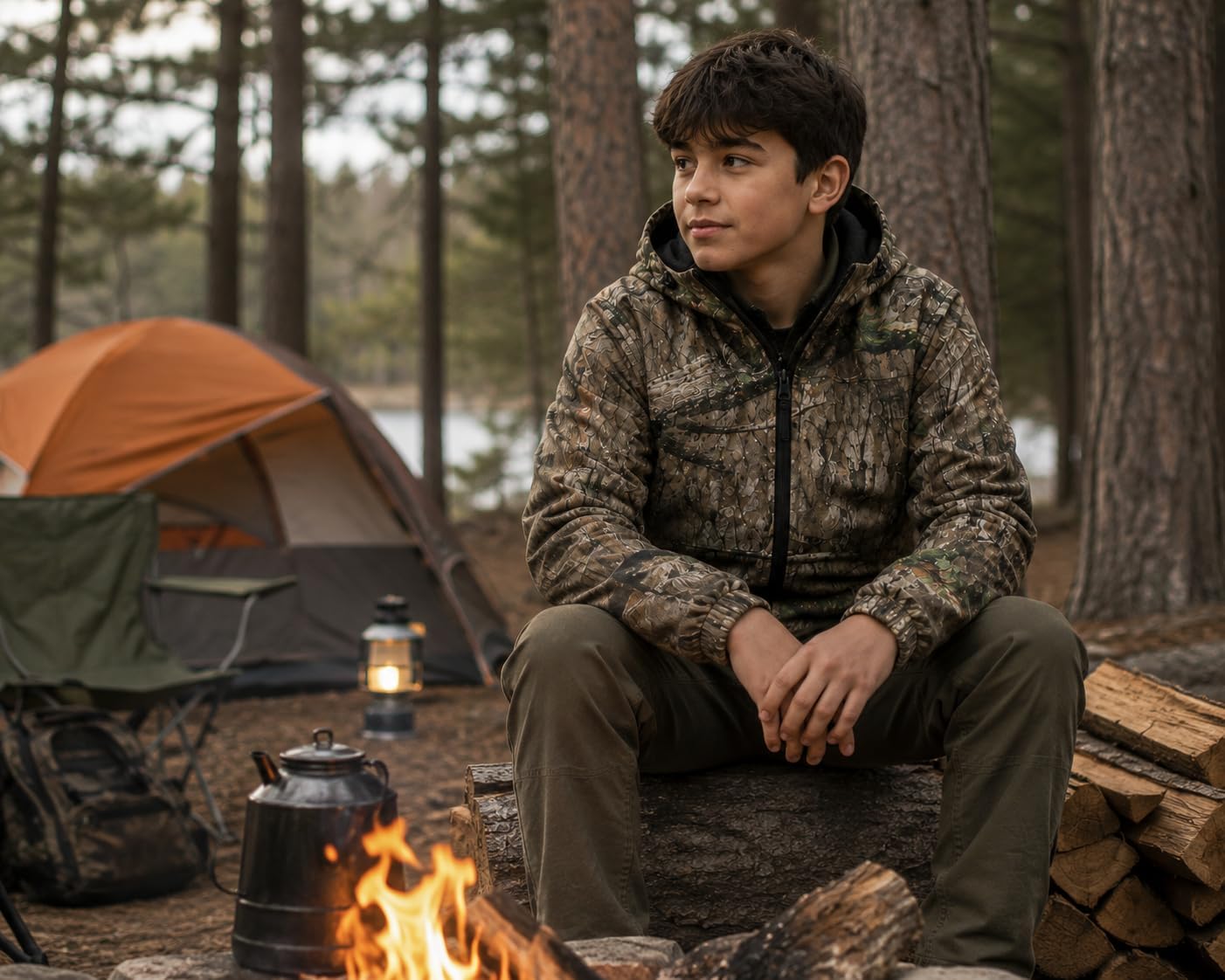 Mossy Oak Kid's Insulated Camo Jacket – Country Roots Pattern – Quilted Lining, Cotton Twill Shell, Cold Weather Work Jacket