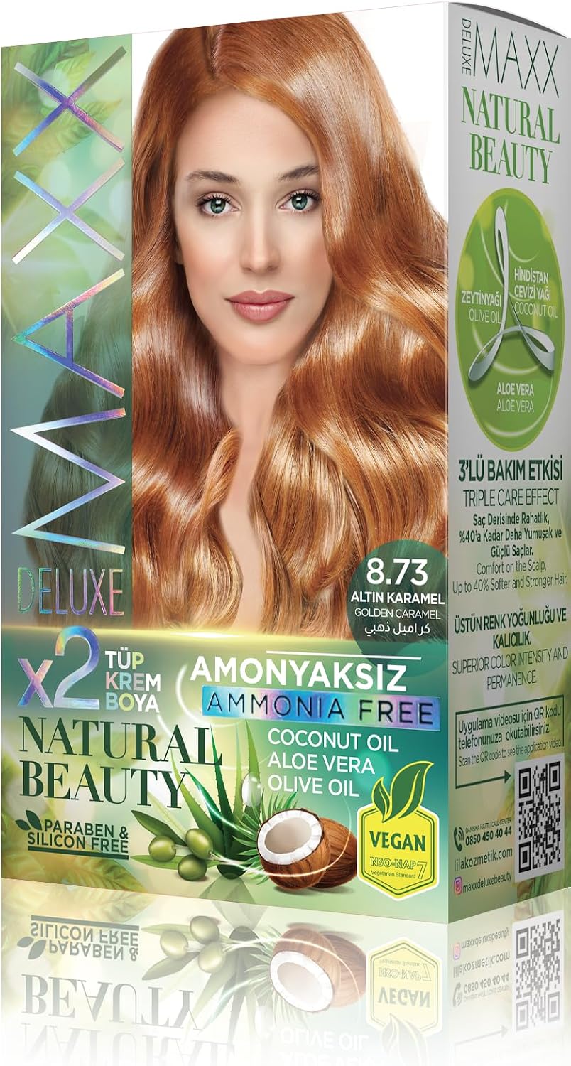 Maxx Deluxe Natural Beauty Amonyaksız Set Saç Boyası 8.73 Altın Karamel