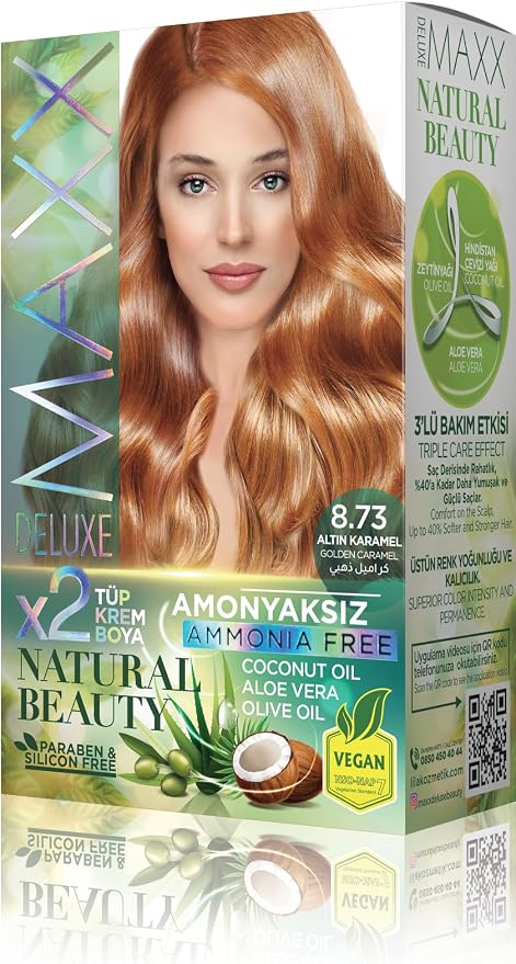 Maxx Deluxe Natural Beauty Amonyaksız Set Saç Boyası 8.73 Altın Karamel